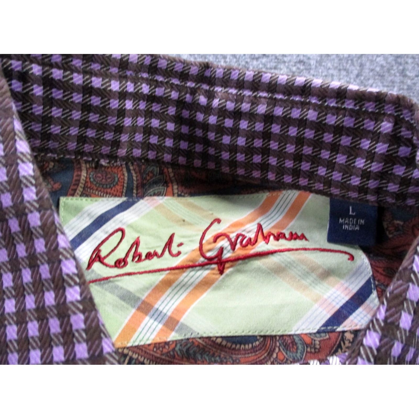 Robert Graham Robert Graham Designer Shirt Mens L Purple Plaid Dress Casual Flip Cuff Size US L / EU 52-54 / 3 - 6 Thumbnail