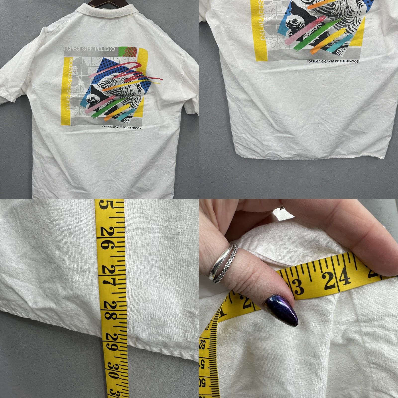 Vintage VINTAGE Peer Galapagos Turtles Cotton Collar Shirt Men L White 90s Wildlife Animal Nature Retro Size US L / EU 52-54 / 3 - 8 Thumbnail