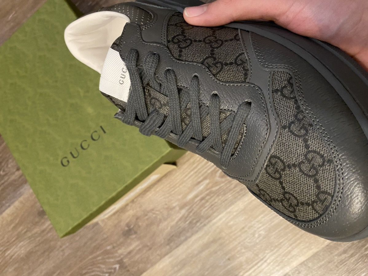Gucci Grey Leather Gucci Lace Up Sneakers 9 US Monogram Print BNIB Size US 10 / EU 43 - 5 Thumbnail