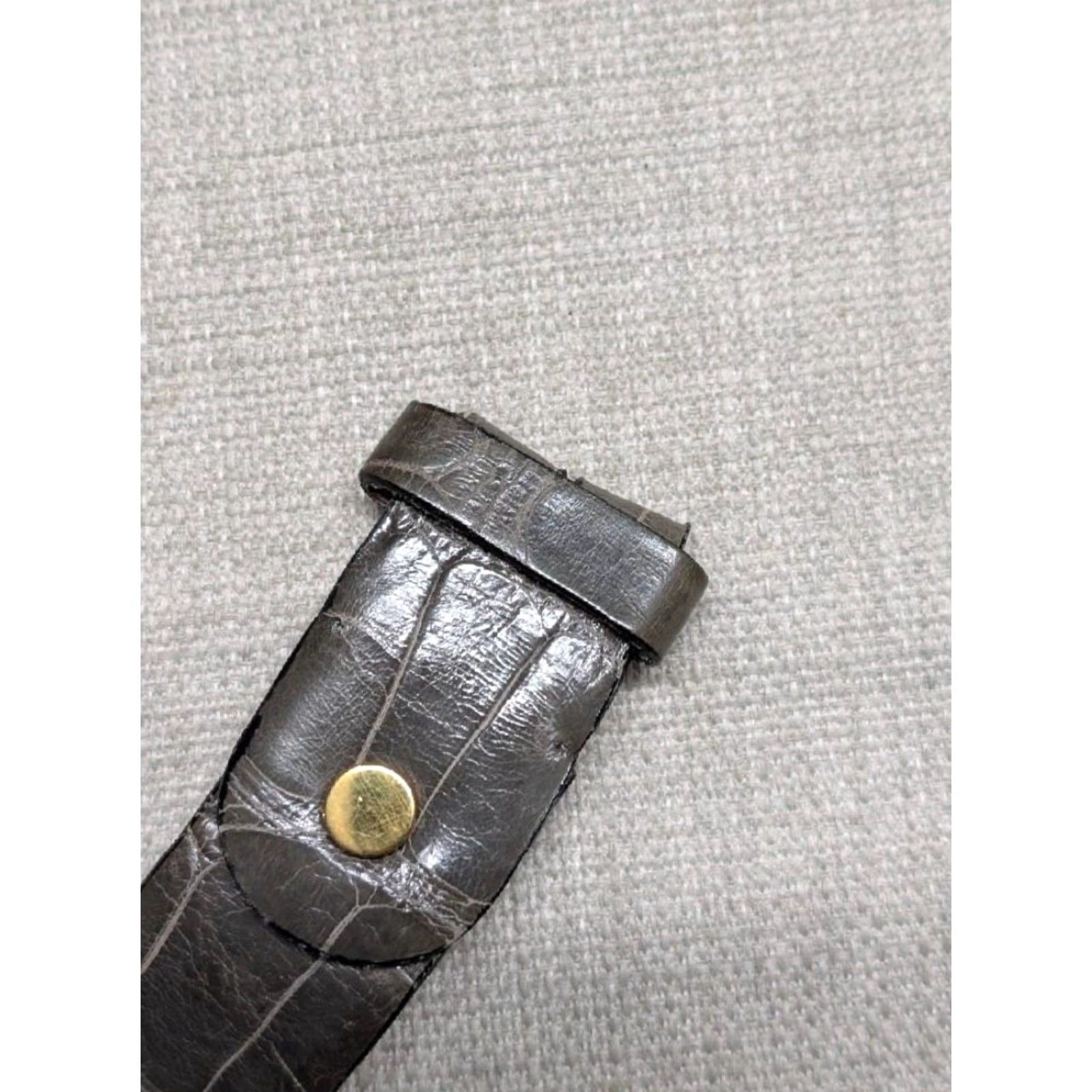 Vintage ZILLI belt CROCODILE buckle 40 made in FRANCE brown/gray/green dress, Western belt Mens Size 40 Size 40 - 4 Thumbnail
