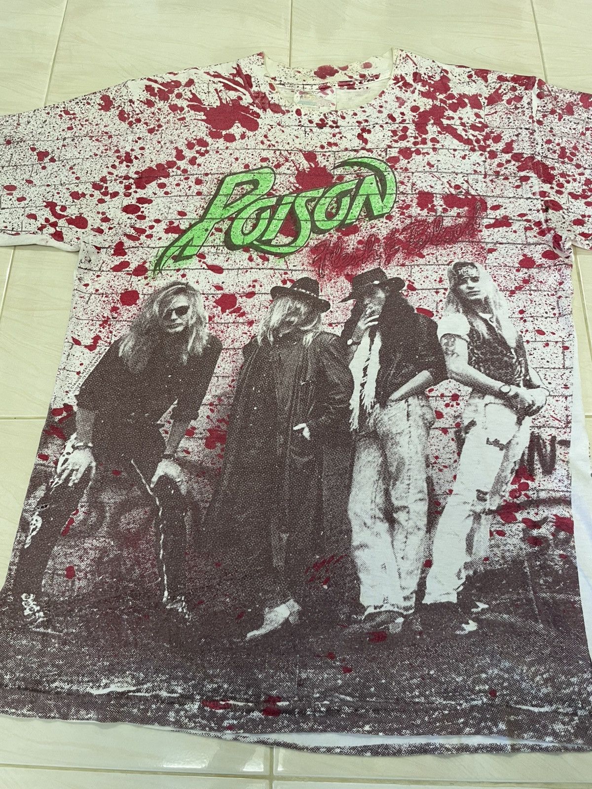 Band Tees VINTAGE 1990 POISON BAND FULL PRINT T-SHIRT (PINHOLE) Size US L / EU 52-54 / 3 - 9 Thumbnail