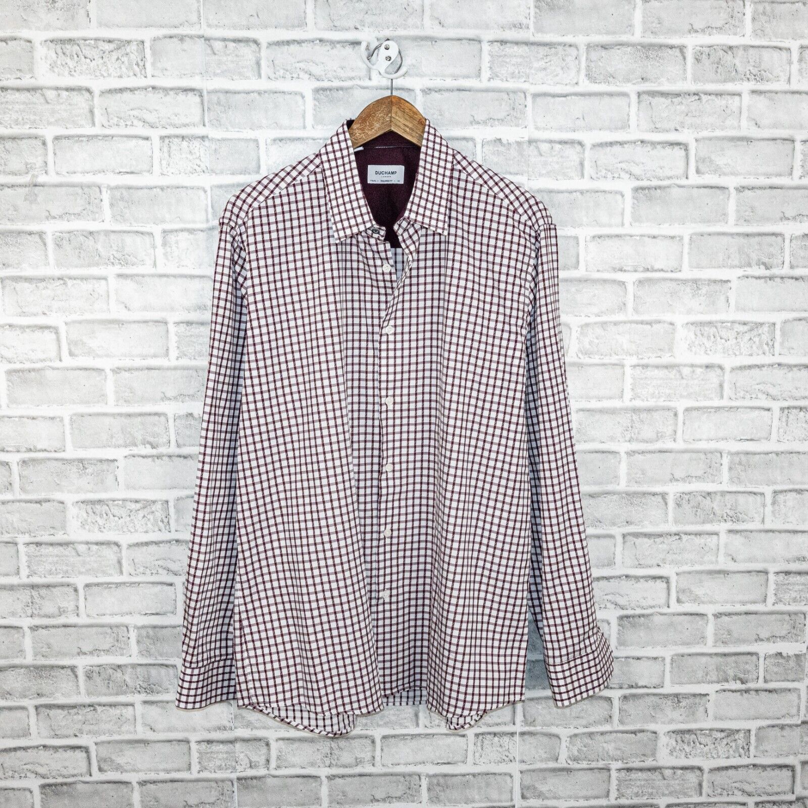 Duchamp DUCHAMP London Tailored Fit Button up Shirt white burgundy Size US XL / EU 56 / 4 - 1 Thumbnail