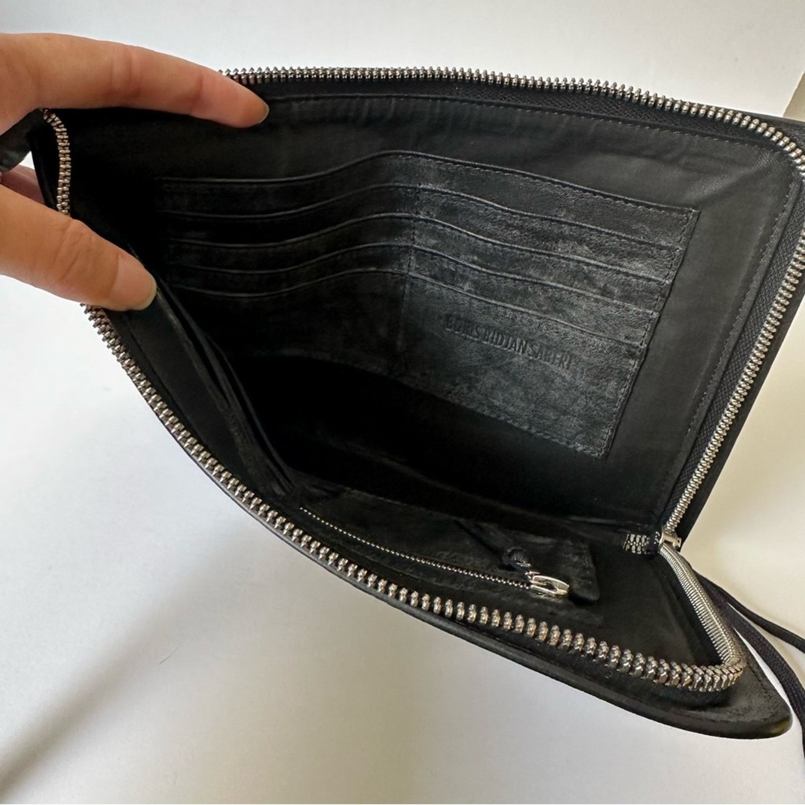 11 By Boris Bidjan Saberi Zip-Around Large Wallet Pouch Black Grained Leather Bag Size ONE SIZE - 7 Thumbnail