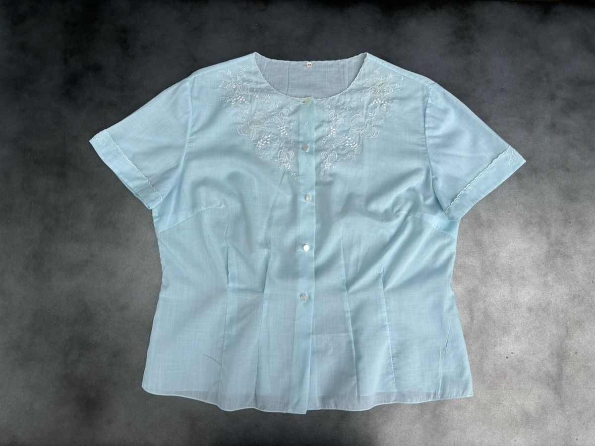 Vintage Vintage Sheer Shortsleeve Embroidered Seethrough 70s 60s 50s Size M / US 6-8 / IT 42-44 - 11 Thumbnail