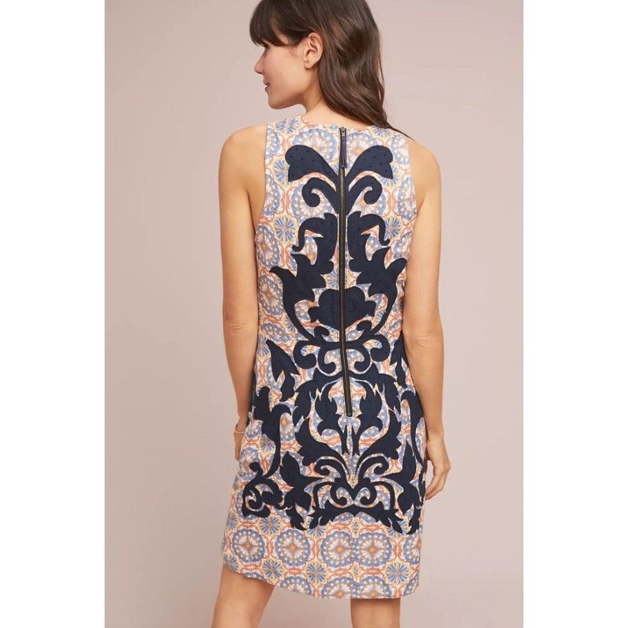 Anthropologie Vanessa Virginia Linen Blend Embroidered Owen Shift Dress 0 Size XS / US 0-2 / IT 36-38 - 2 Thumbnail