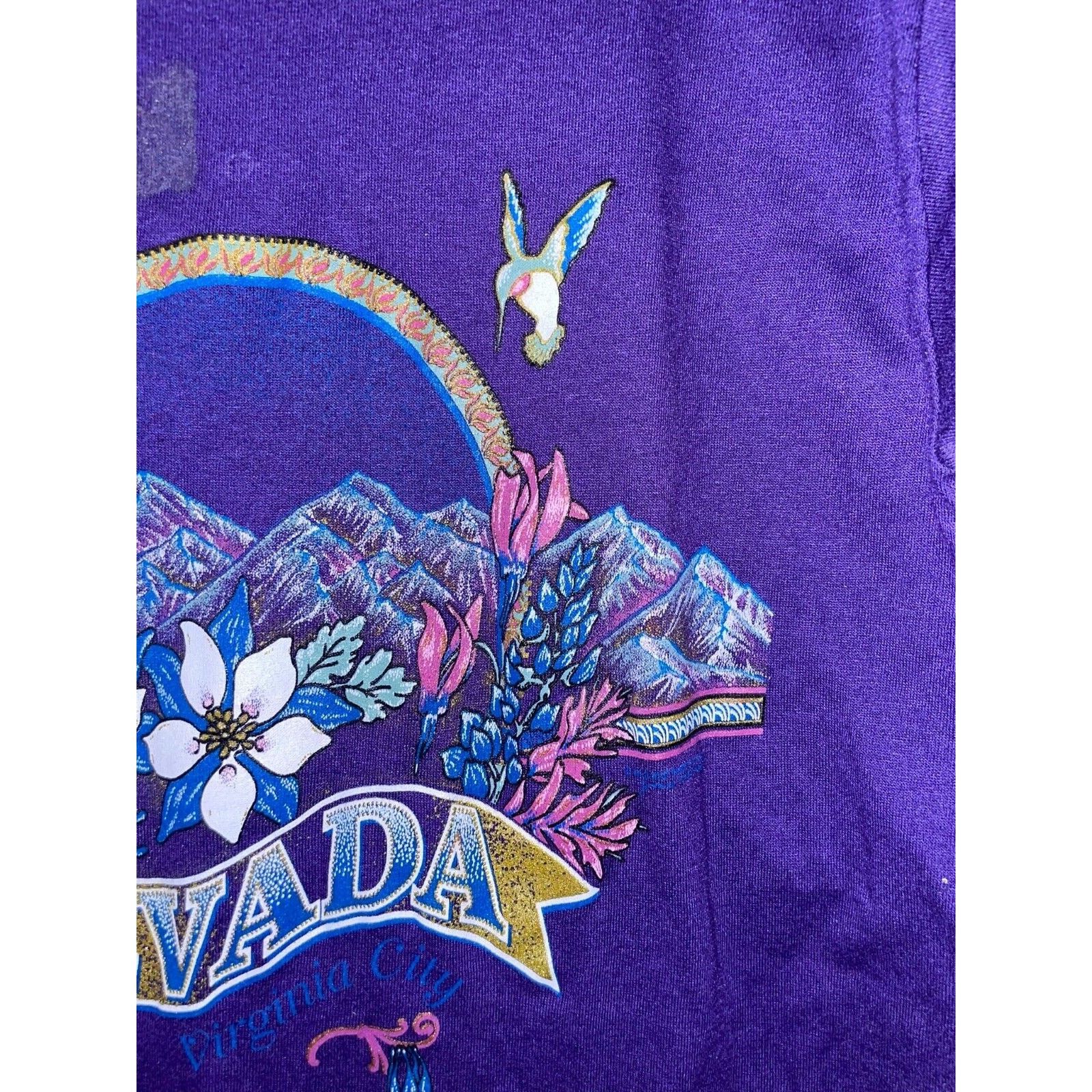 Jerzees Vintage Nevada Virginia City Shirt Purple Tee VTG 90s Small Size US S / EU 44-46 / 1 - 2 Thumbnail