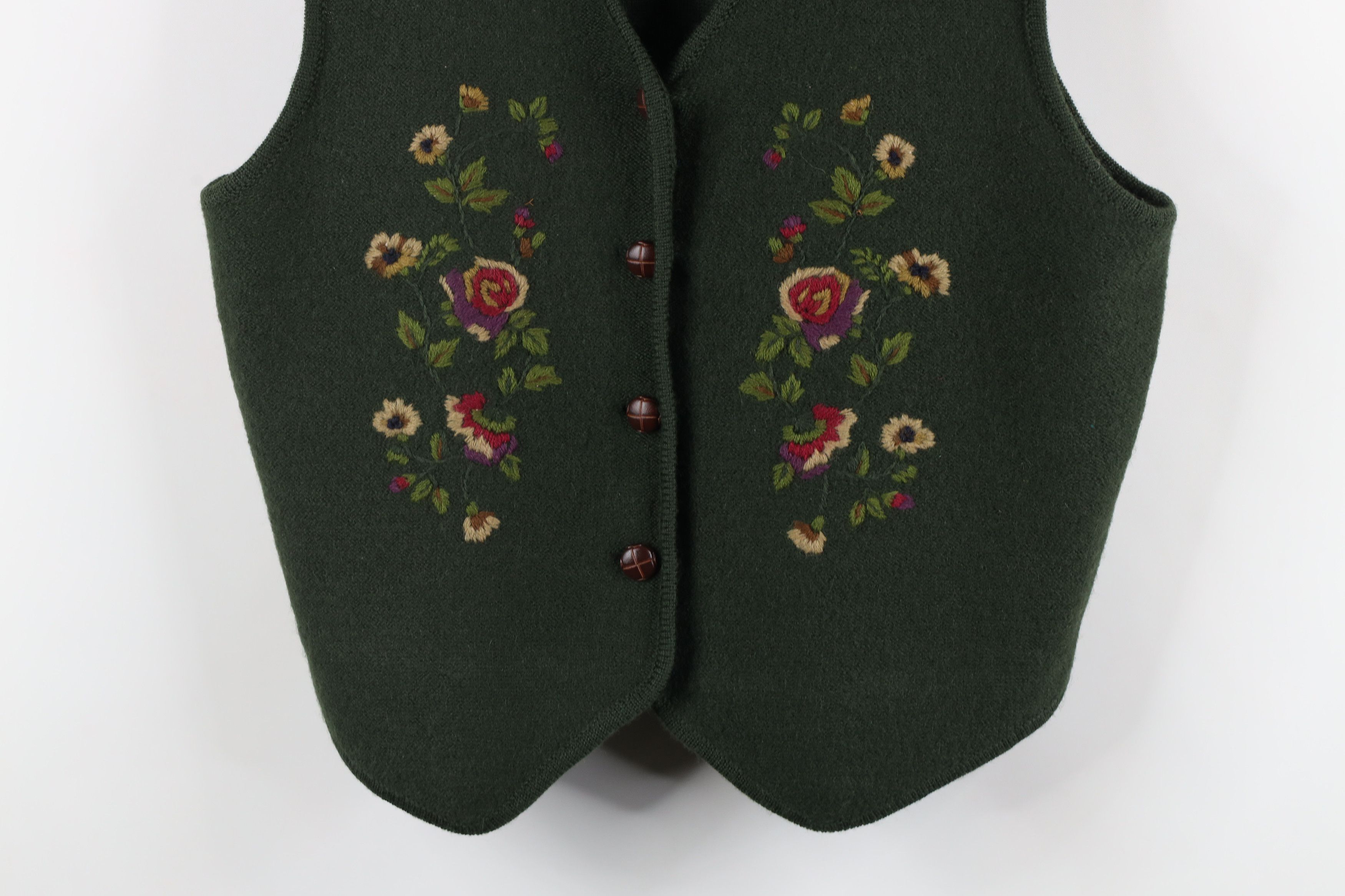 Vintage Vintage 90s Streetwear Hand Embroidered Flower Sweater Vest Size L / US 10 / IT 46 - 3 Thumbnail