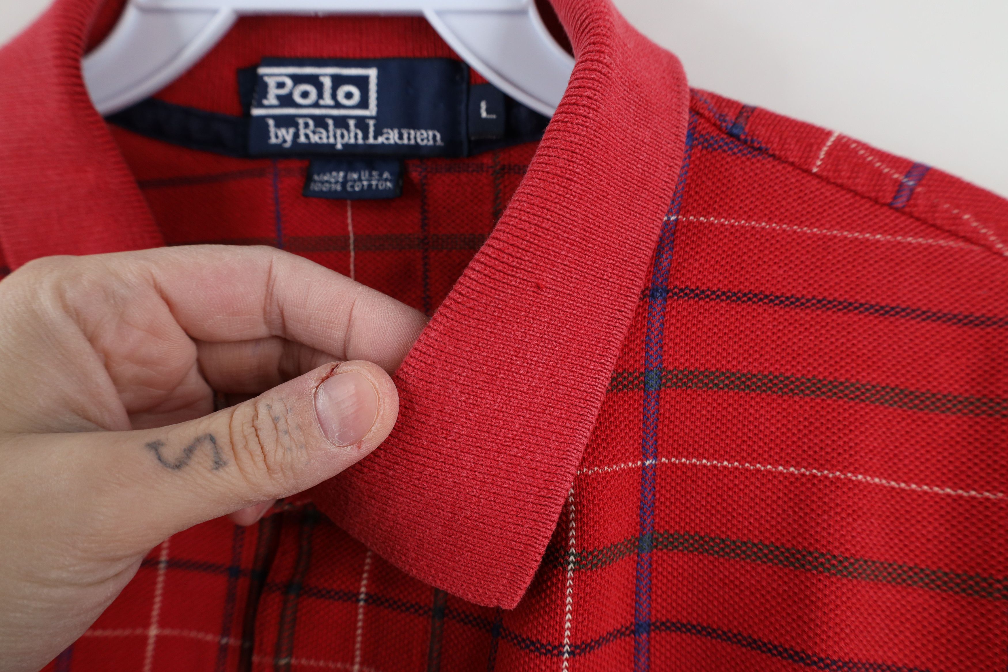 Ralph Lauren × Vintage Vintage 90s Ralph Lauren Short Sleeve Polo Shirt Plaid USA Size US L / EU 52-54 / 3 - 10 Thumbnail