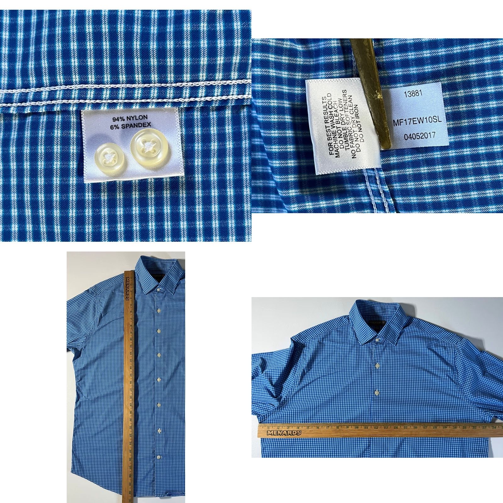 Peter Millar Peter Millar Summer Comfort Button-Up Performance Shirt Check Blue Sz L Mens Long Sleeve Collared 94% Nylon 6% Spandex Lightweight Stretch Regular Size US L / EU 52-54 / 3 - 8 Thumbnail