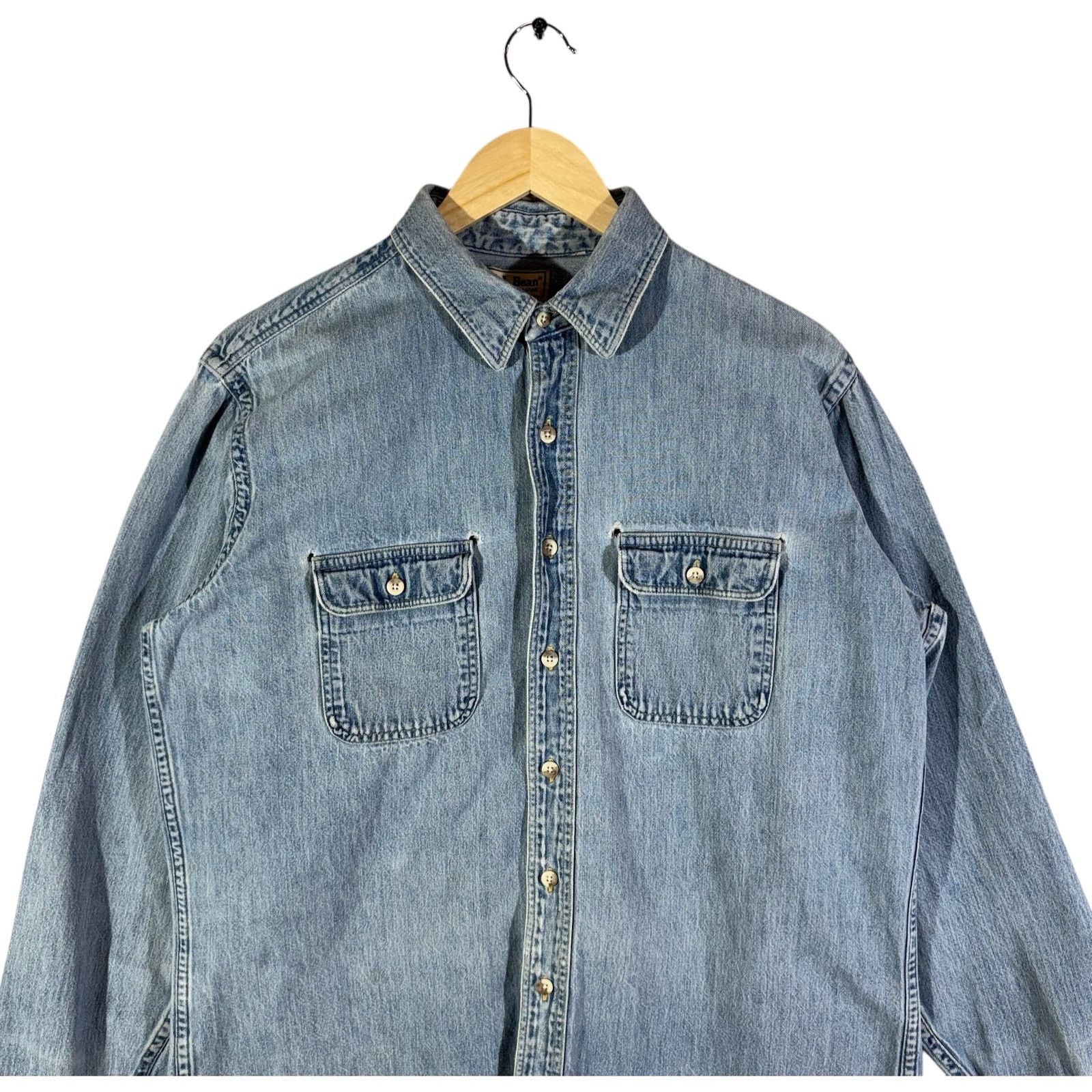 L.L. Bean Vintage L.L. Bean Denim Snap-On Long Sleeve Button Up XL Size US XL / EU 56 / 4 - 2 Thumbnail