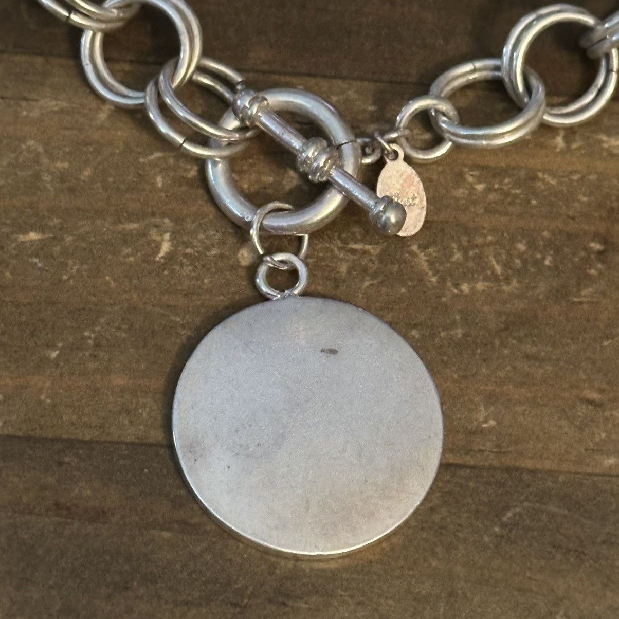 Other Chunky silver tone circle disc pendant toggle necklace Size ONE SIZE - 3 Thumbnail
