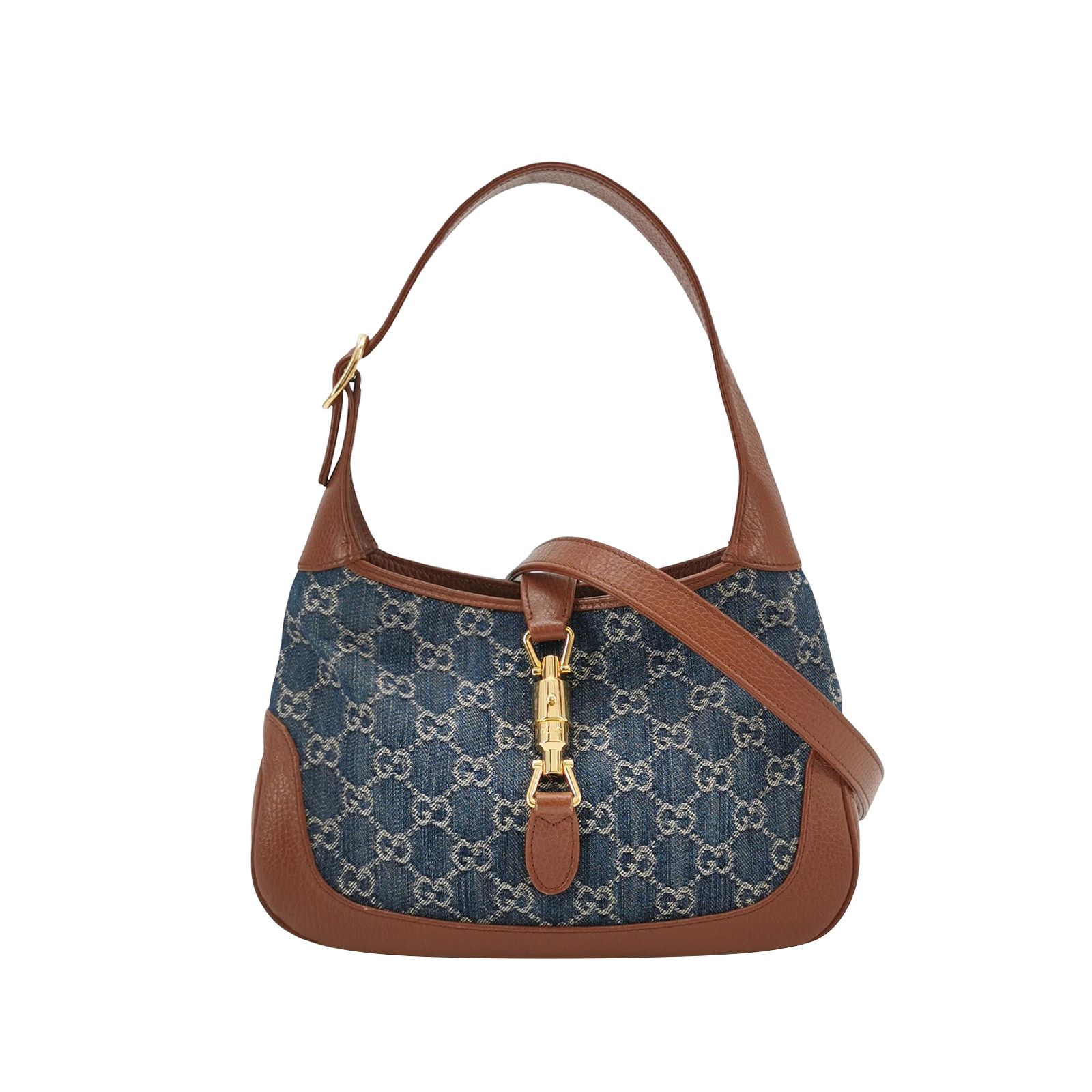 Gucci Gucci Jackie 1961 Denim Leather Shoulder Bag Size ONE SIZE - 1 Thumbnail