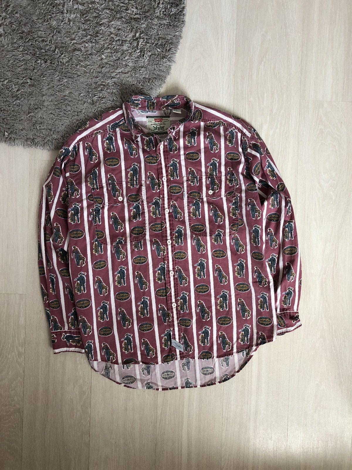 Levi's × Levi's Vintage Clothing Vintage Levi’s 90s Monogram Full Print Cowboy Worker Shirt Size US L / EU 52-54 / 3 - 1 Thumbnail