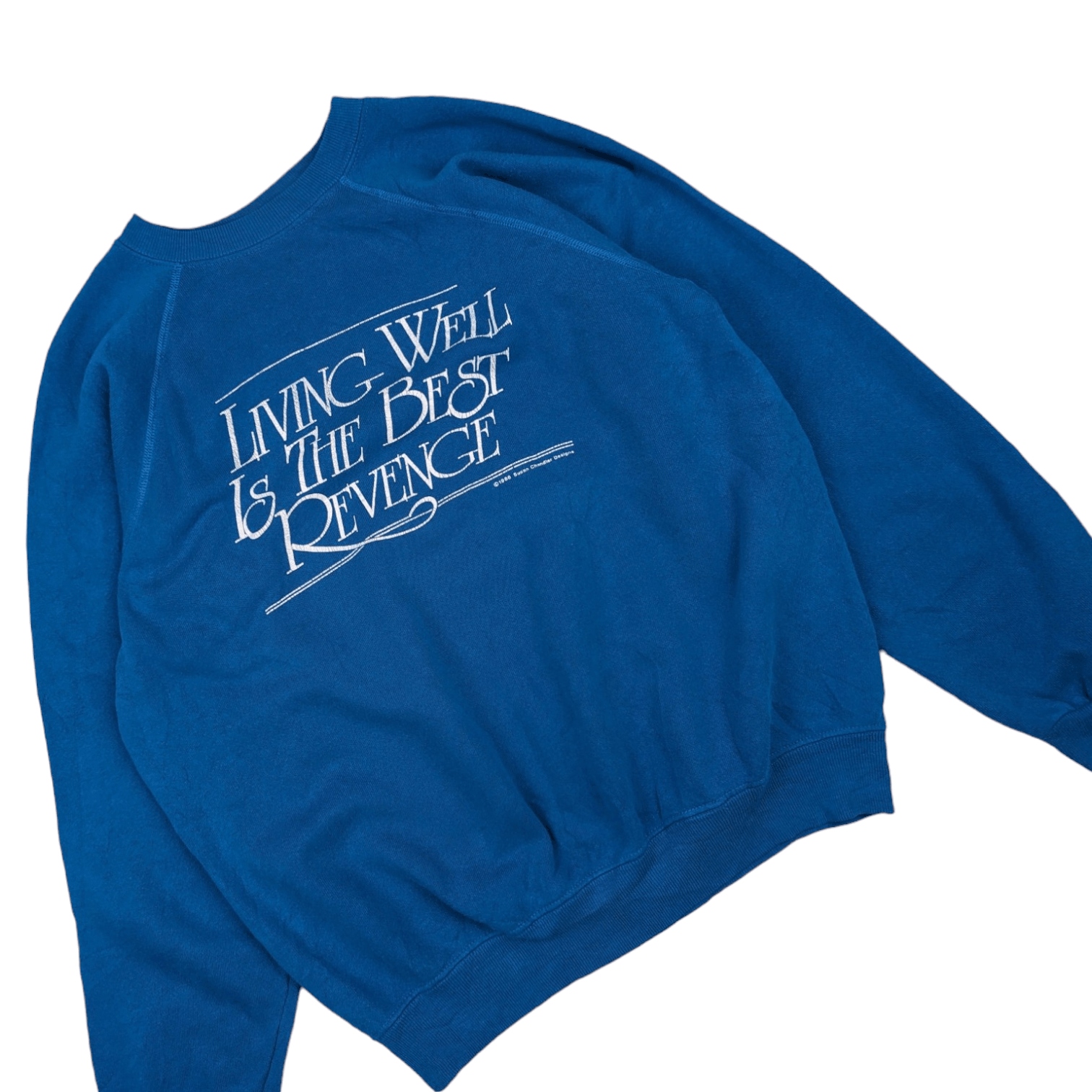 Hanes Vintage 80's 1986 HANES Living Well Revenge Sweatshirt Size US L / EU 52-54 / 3 - 3 Thumbnail
