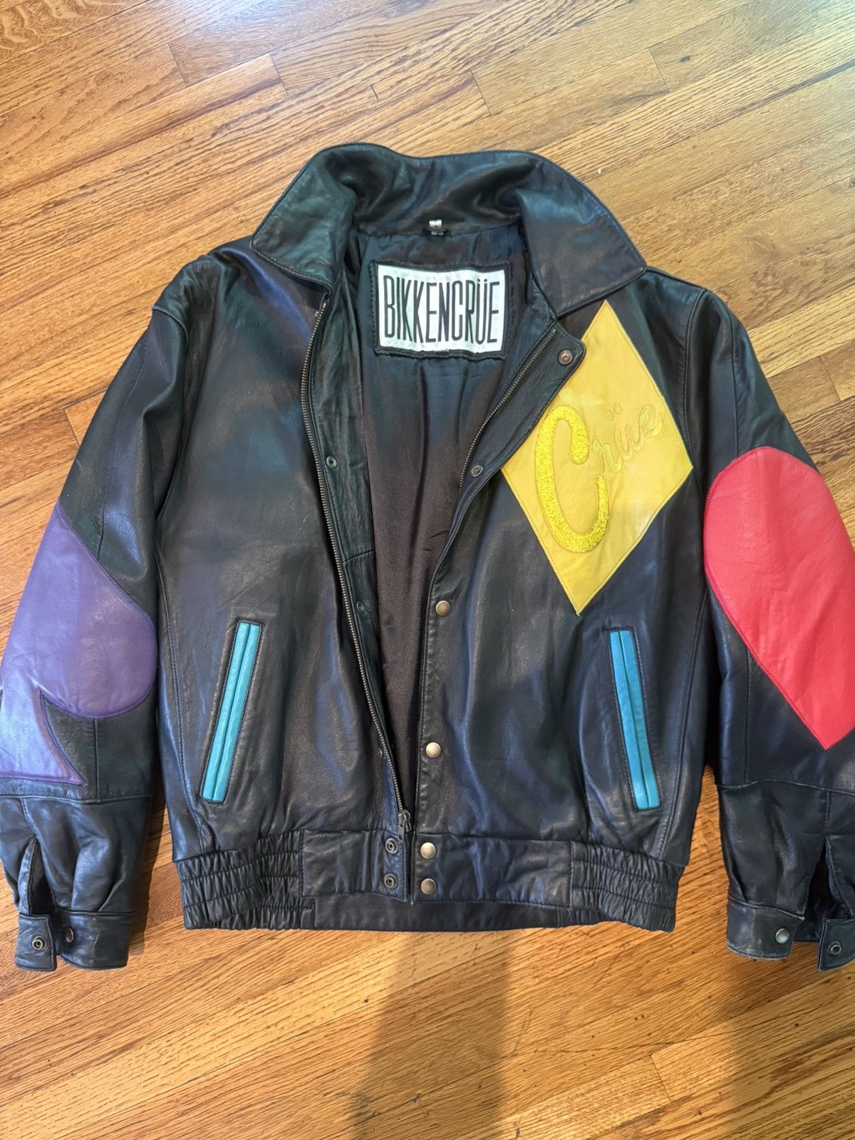 MOTLEY CRUE LEATHER JACKET SPADES/HEARTS