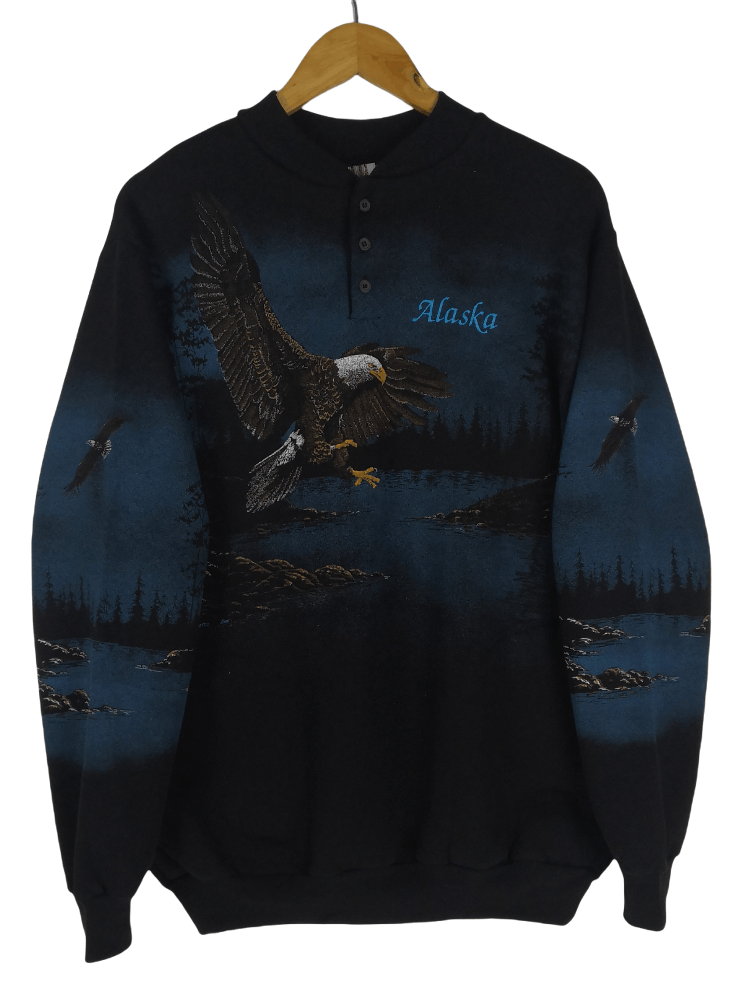 Vintage Vintage 90s Habitat Art Sweatshirt Eagle Overprint Sweater Size US L / EU 52-54 / 3 - 1 Thumbnail