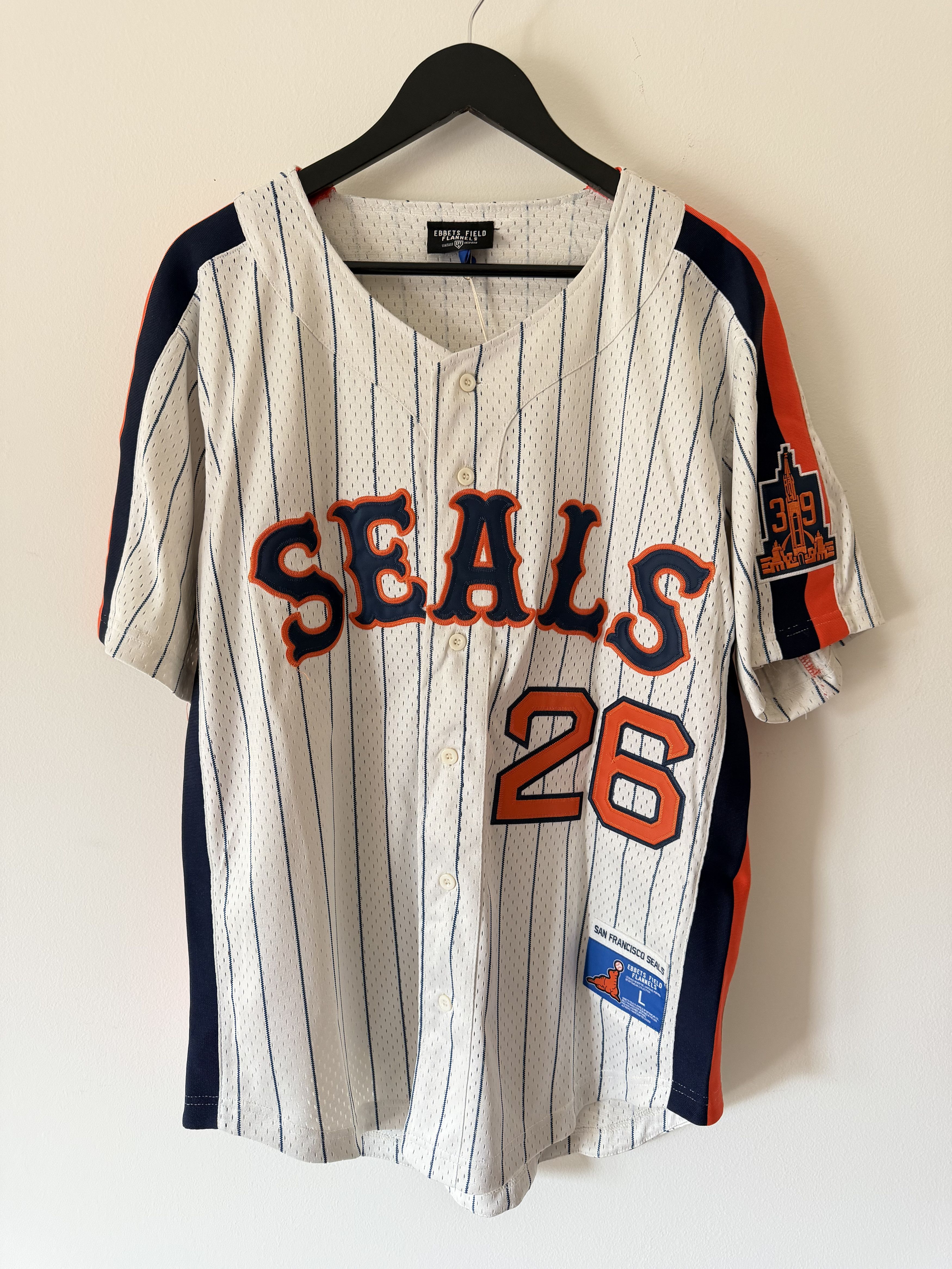 Ebbets Field Flannels Ebbets Field San Francisco Seals Pinstripe Jersey Size US XL / EU 56 / 4 - 1 Thumbnail