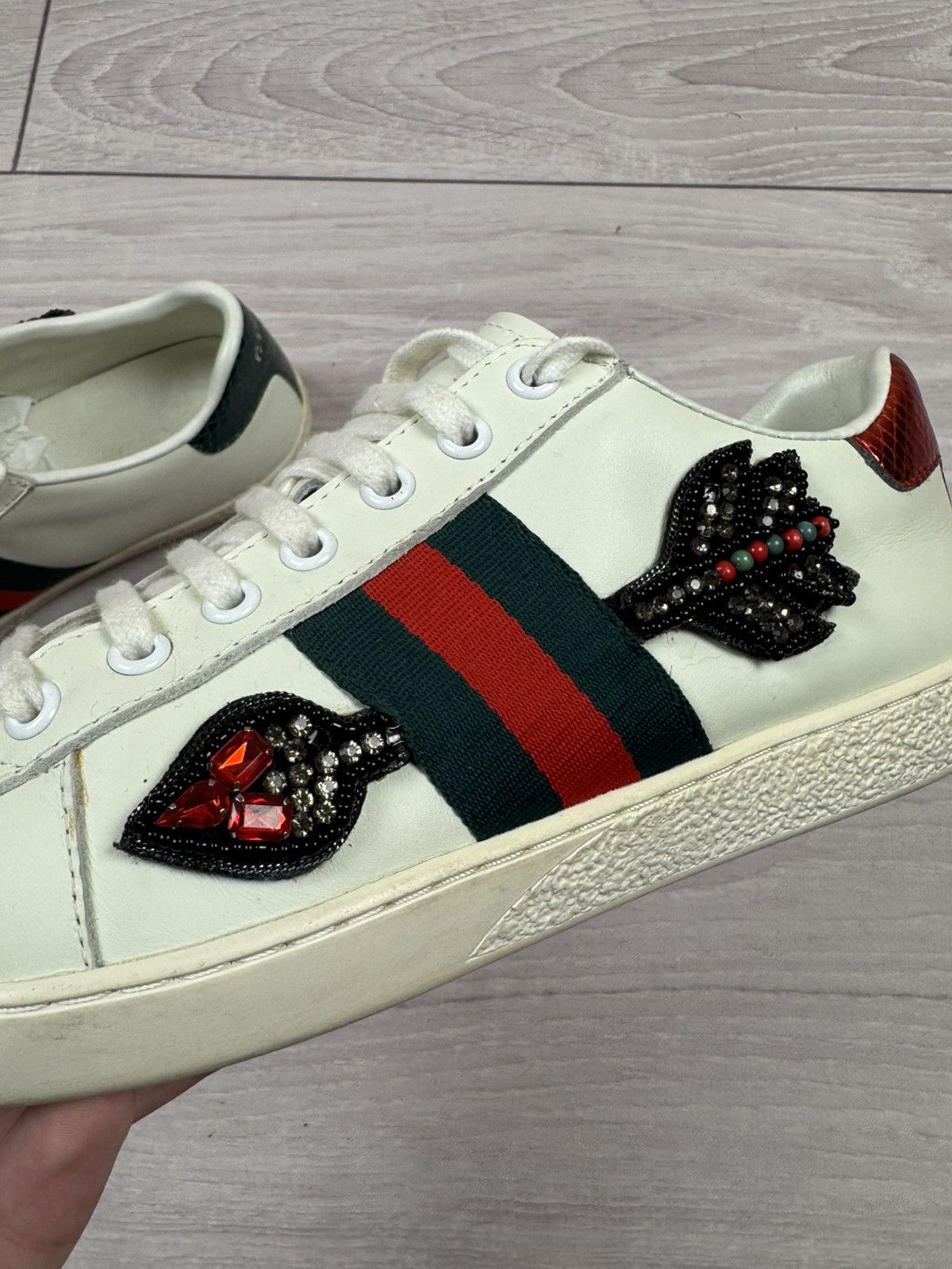 Gucci Gucci Arrow Ace Embroidered Sneakers 37 sz Size US 6.5 / IT 36.5 - 4 Thumbnail