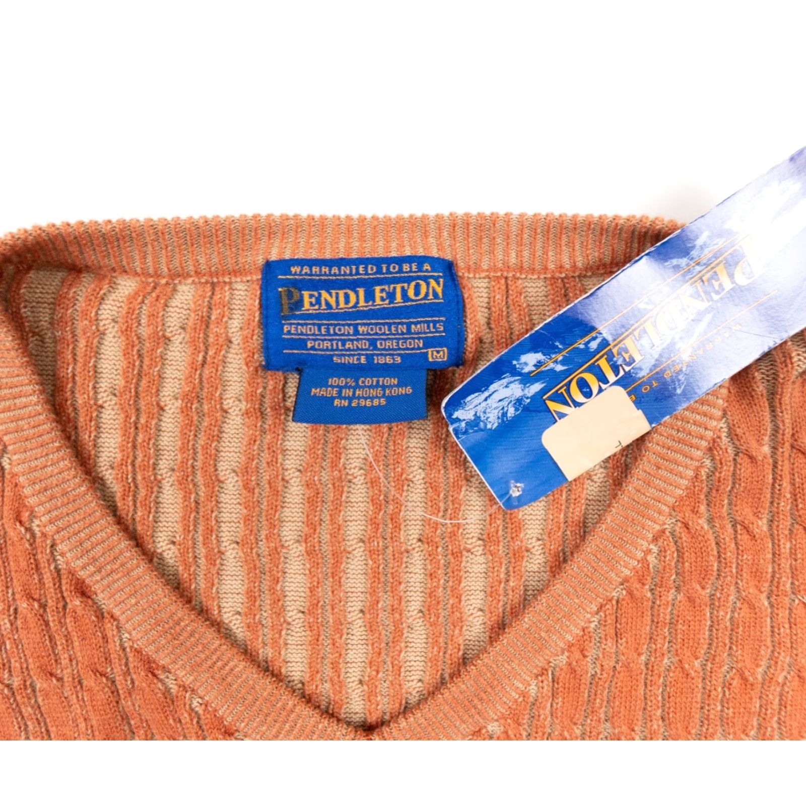 Pendleton VINTAGE Pendleton Sweater Shirt Adult M Orange V-Neck Knit Pullover Oversized Mens Size M Size US M / EU 48-50 / 2 - 4 Thumbnail