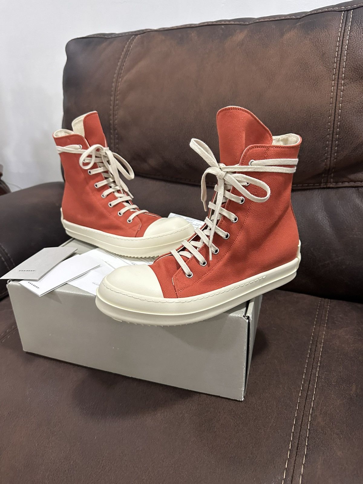 Rick Owens Drkshdw Rick Owens DRKSHDW Fogachine High Ramone Orange Milk Size 41 Size US 8 / EU 41 - 2 Thumbnail