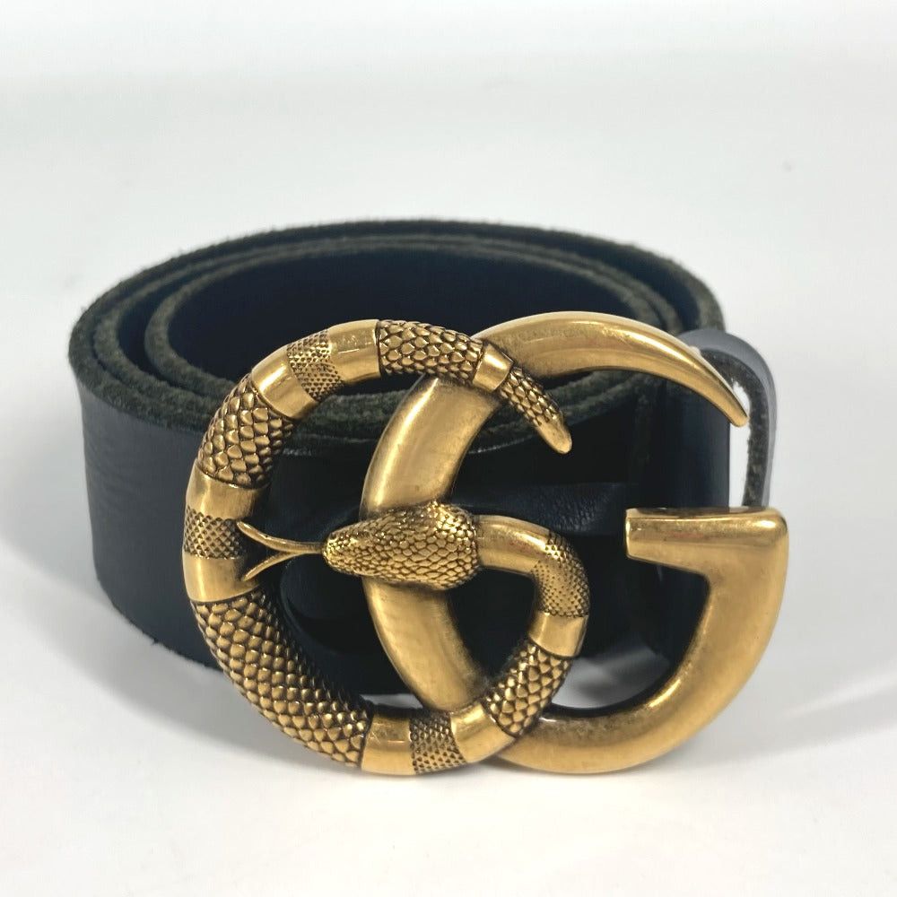 Gucci Gucci 493949 Gg Logo Buckle Snake Accessories Courroies Leather Women Black Size ONE SIZE - 1 Thumbnail