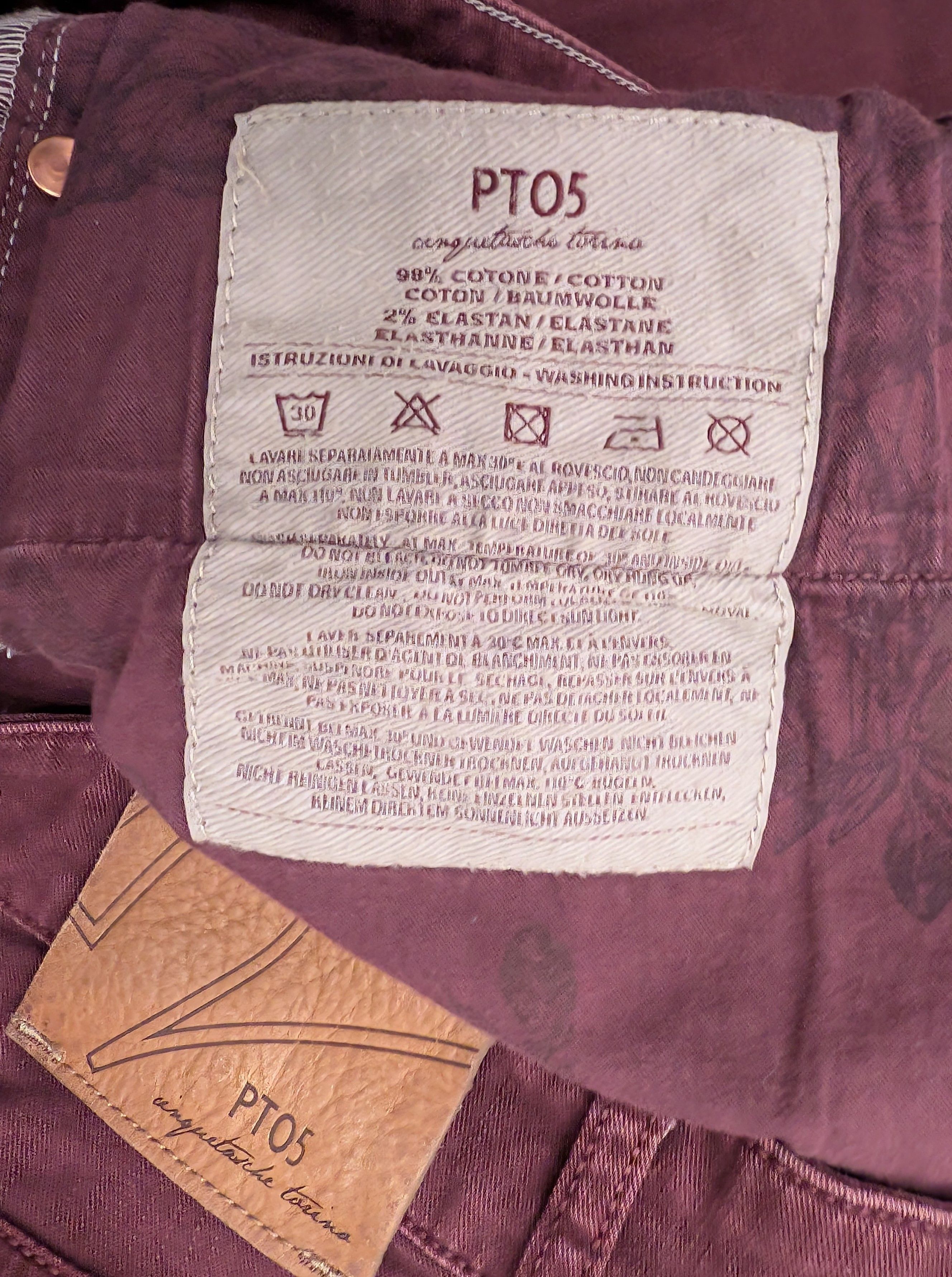 PT Torino PT05 Slim Fit 5-Pocket Pants Stretch Wine Red Size US 33 - 3 Thumbnail