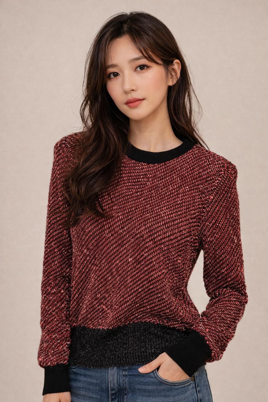 Alexander Wang Alexander Wang Metallic Knit Sweater – Red & Black Size S / US 4 / IT 40 - 1 Thumbnail