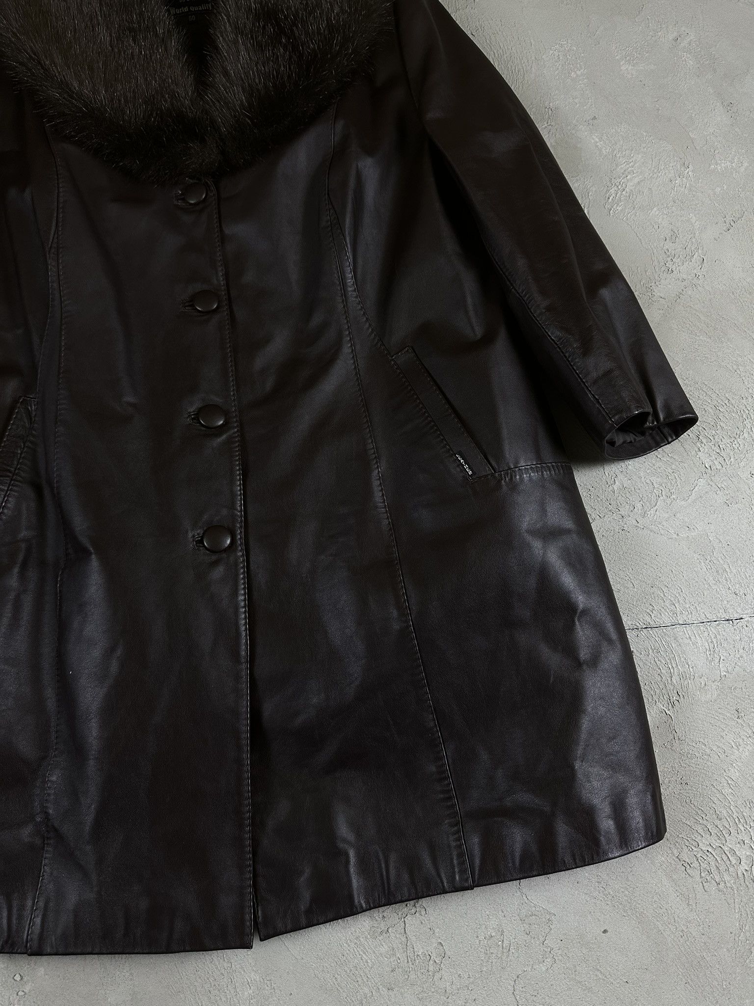 Genuine Leather 80s Leather Fur Avant Garde Coat Japan Hype Size L / US 10 / IT 46 - 7 Thumbnail