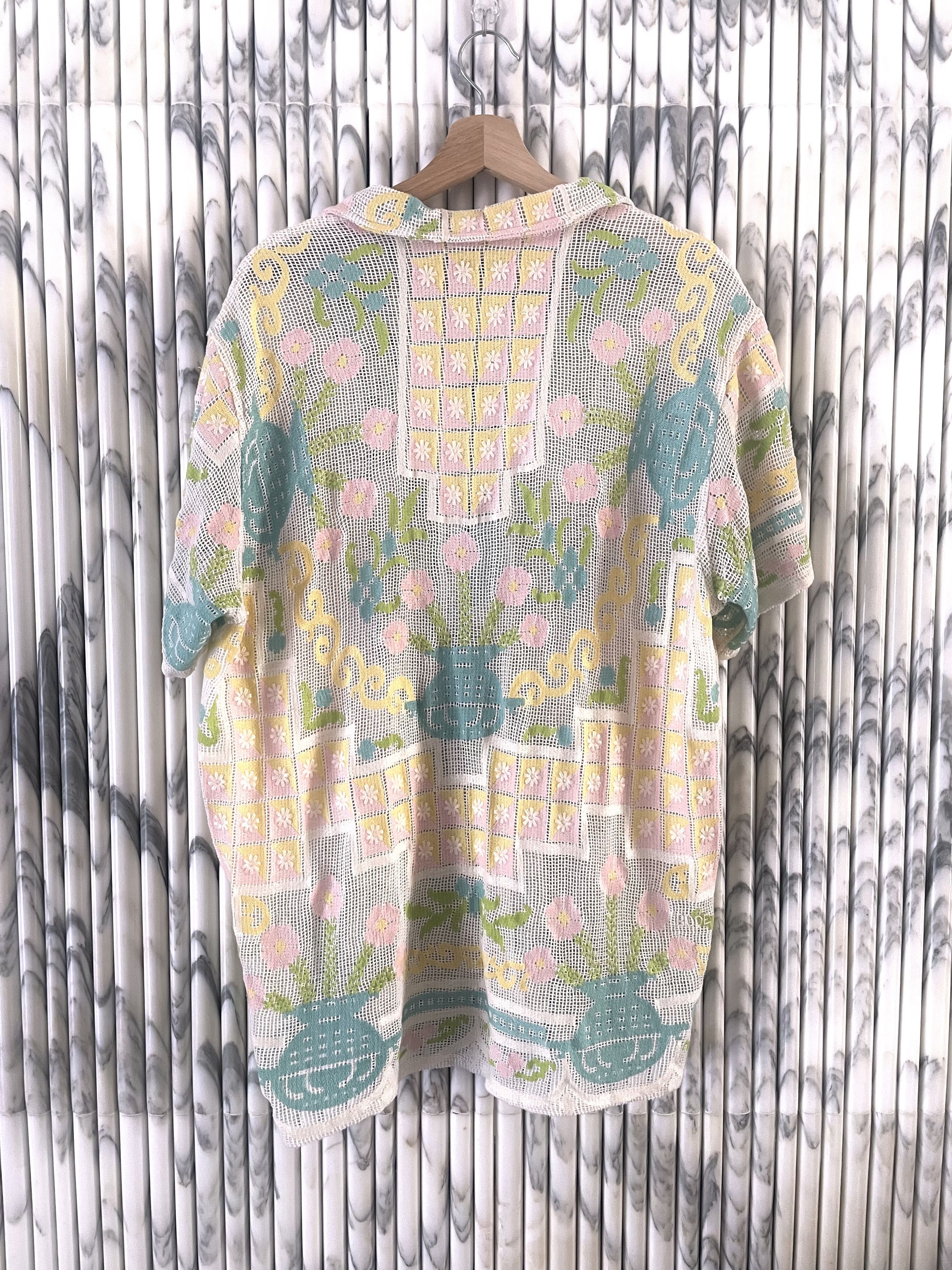 Bode SUMMER GARDEN FLORAL CROCHET LACE EMBROIDERED SHIRT Size US L / EU 52-54 / 3 - 4 Thumbnail