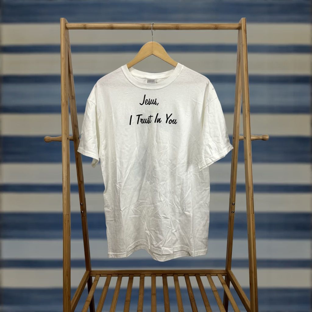 Hanes VTG Jesus I Trust In You Double Sided T-Shirt Men L White Nike Shirts Size US L / EU 52-54 / 3 - 1 Thumbnail