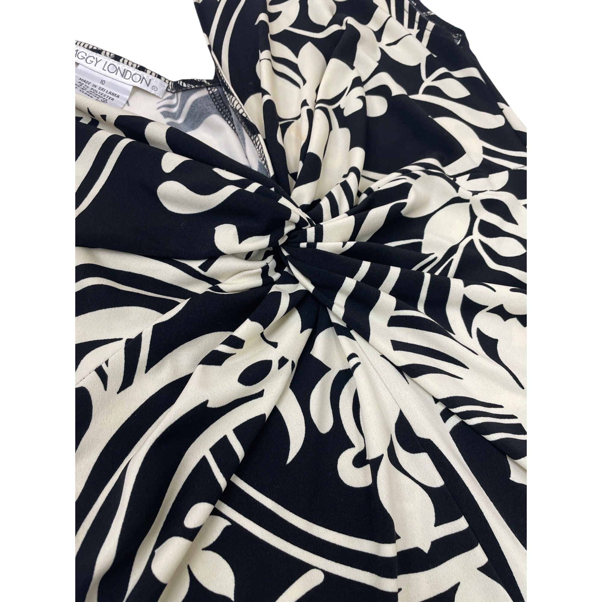 MAGGY LONDON Maggy London Womens Black Tan Floral Midi Summer Dress Size Size L / US 10 / IT 46 - 2 Thumbnail