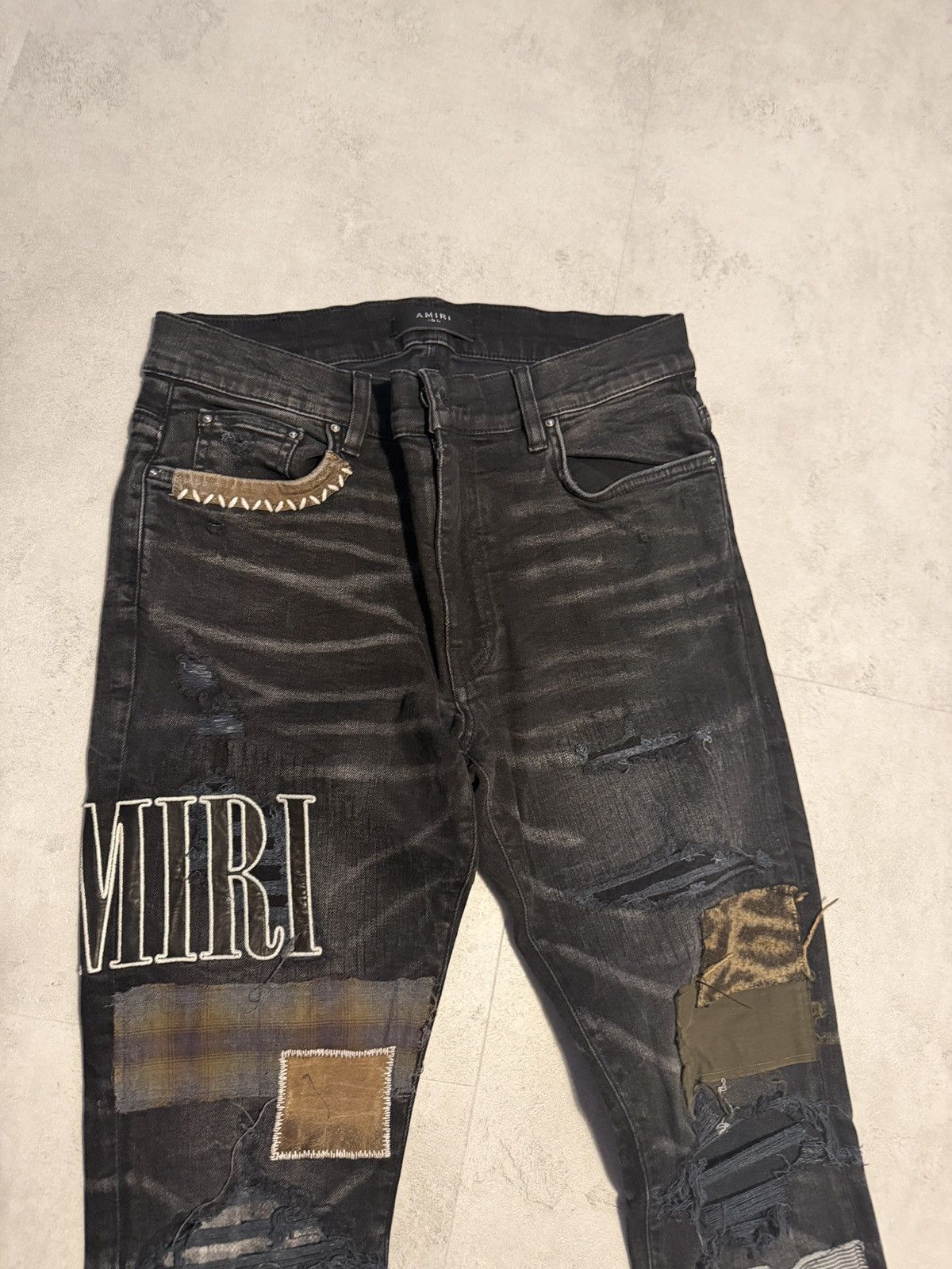 Amiri Amiri Black Grunge Patch Medium Crafted Jeans Size US 32 / EU 48 - 2 Thumbnail