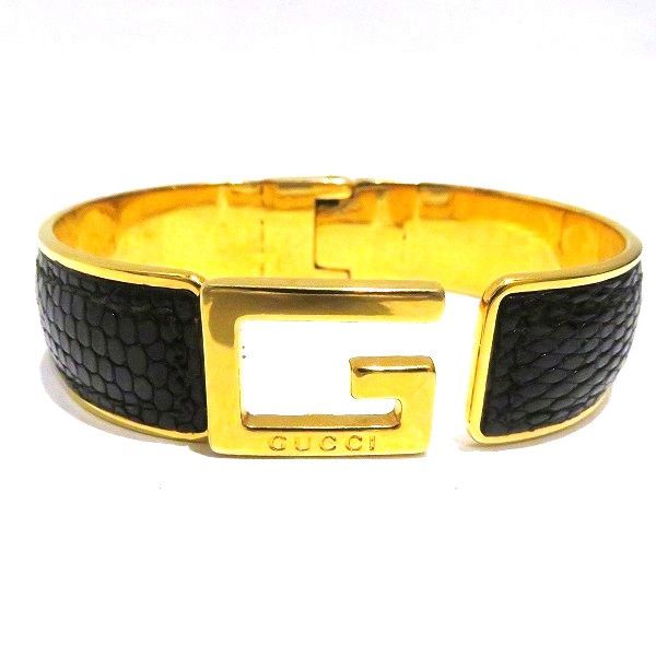 Gucci Gucci Gucci Leather Bangle Bracelet Metal Bangle in Good Condition Size ONE SIZE - 1 Thumbnail
