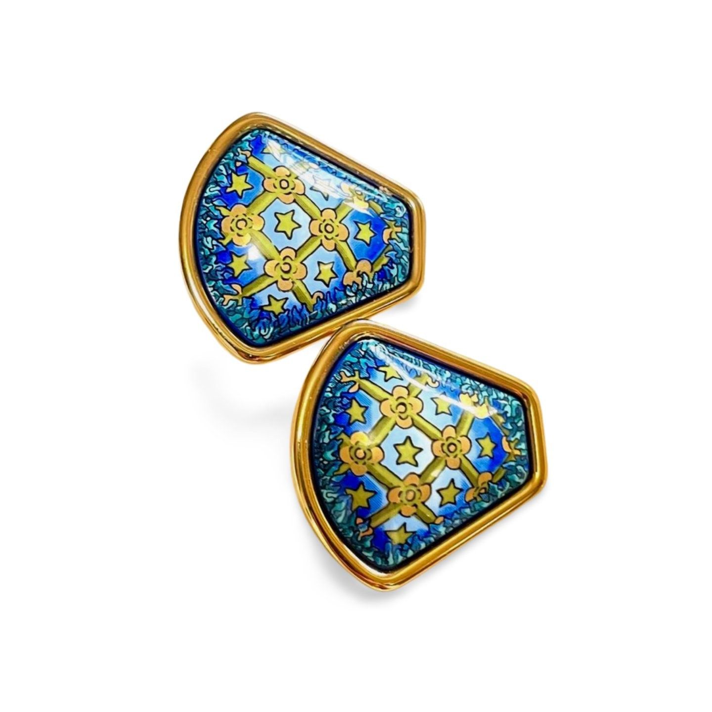 Hermes Vintage Hermes cloisonne enamel golden earrings Size ONE SIZE - 4 Thumbnail