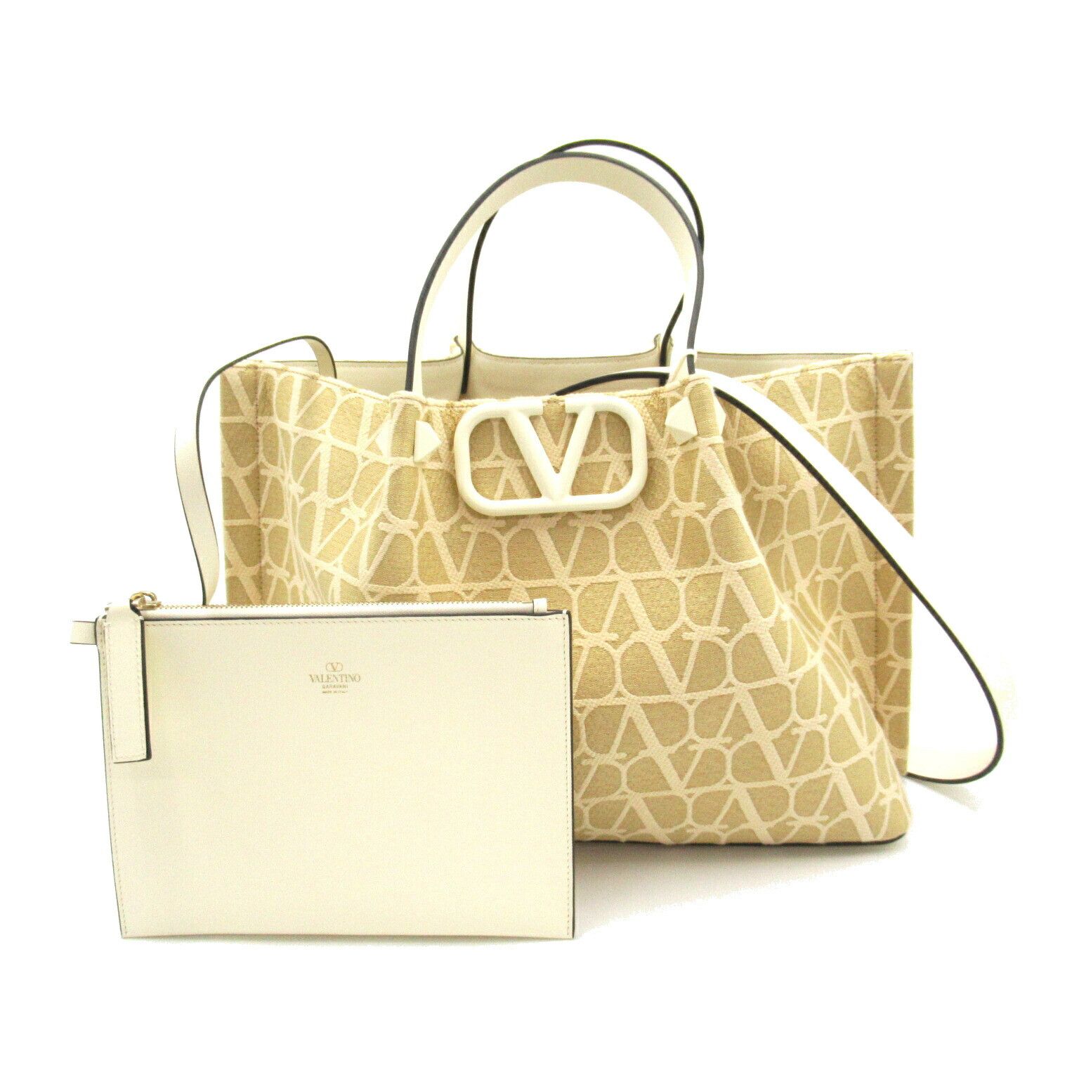 Valentino Valentino Toile Iconographe Canvas Leather Tote Bag Canvas Tote Bag 4W2B0K39Zruyt3 in Beige, Women's