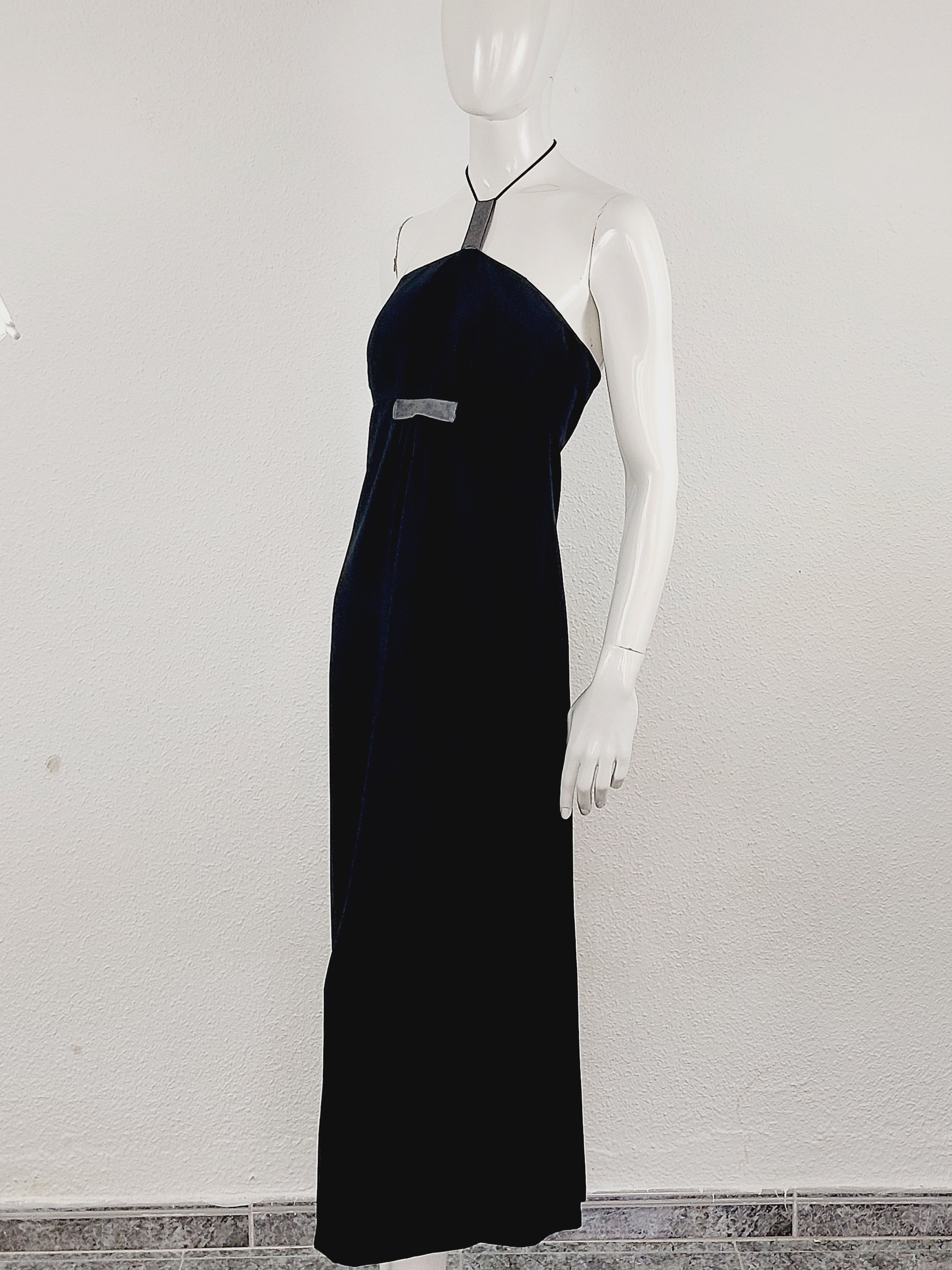 Thierry Mugler Thierry Mugler Black Split Neck Tie Open Maxi Dress Gown Size S / US 4 / IT 40 - 4 Thumbnail