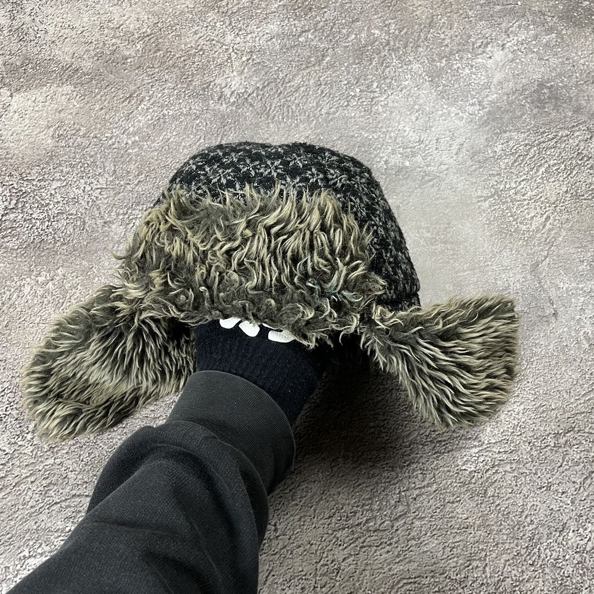 Vintage Vintage 90s Mohair Wool Knit Beanie Ushanka Hat Black OS Size ONE SIZE - 5 Thumbnail