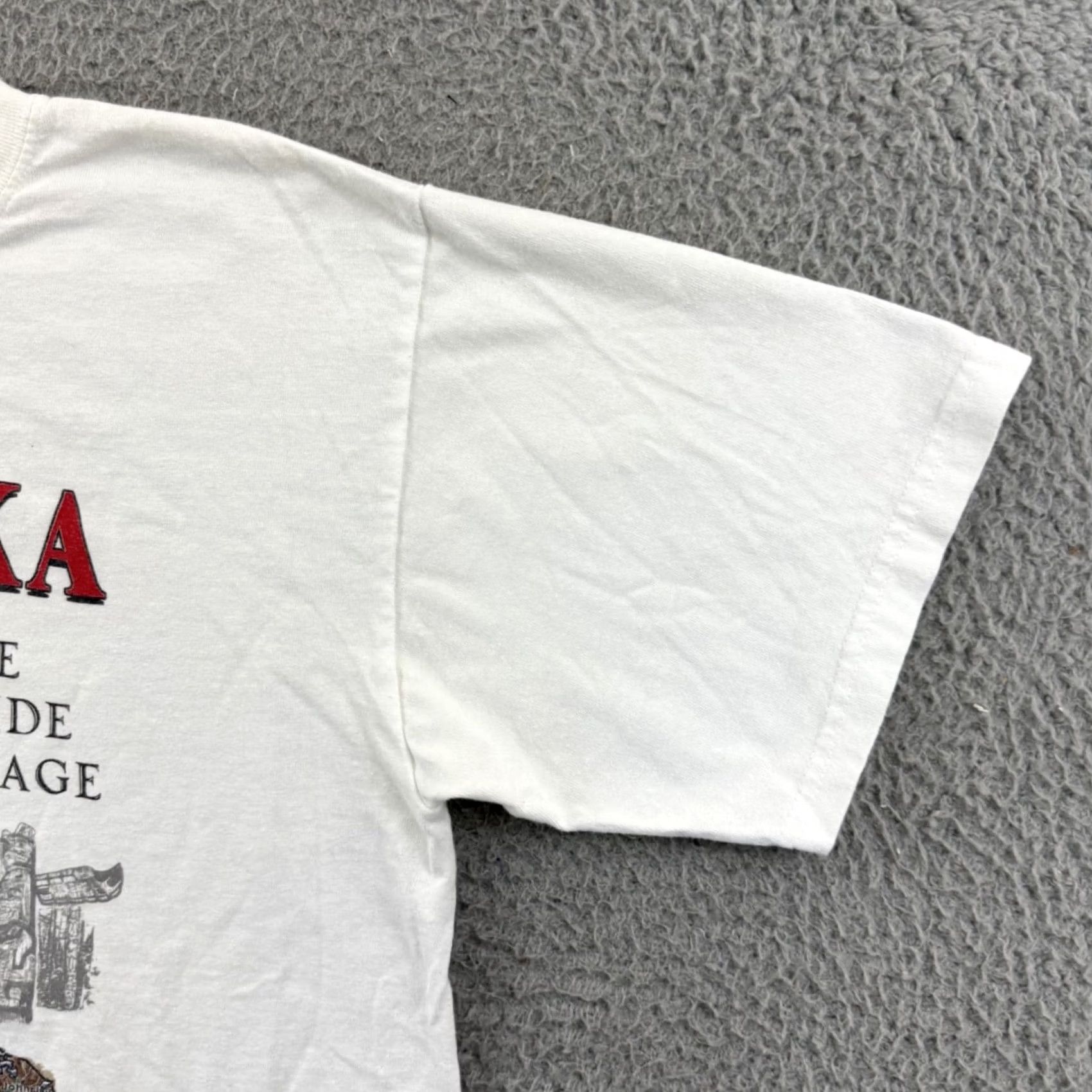 Anvil VINTAGE Alaska Shirt Mens Medium White The Inside Passage 90s Short Sleeve USA Size US M / EU 48-50 / 2 - 5 Thumbnail