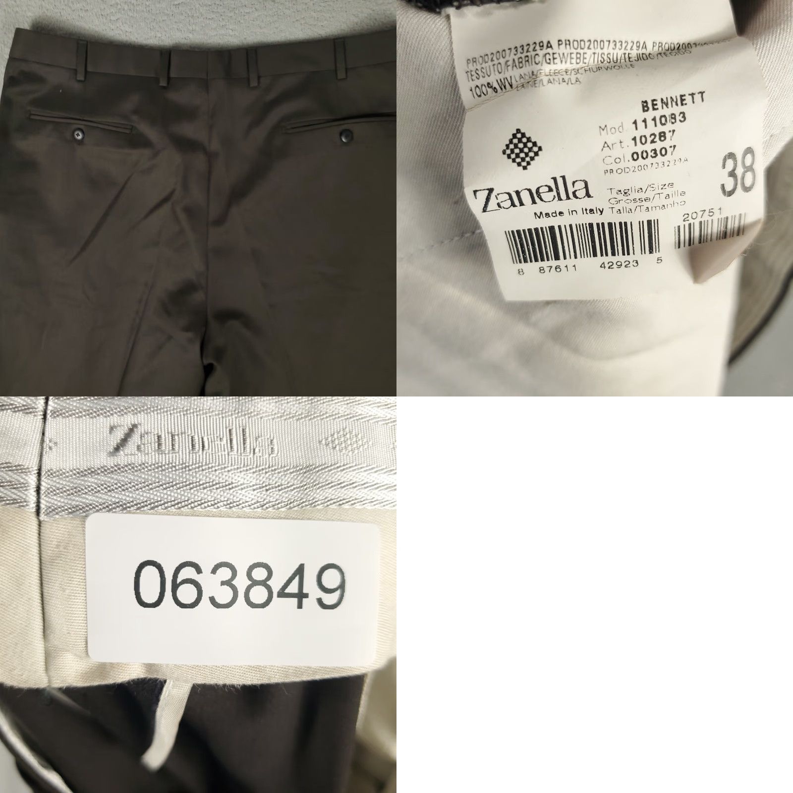 Zanella VINTAGE Zanella Pants Mens 38x29 Brown Wool Pleated Slacks Chinos Trousers Slim/Regular Fit Adult Regular 38 Brown100% Wool 70s? Size US 38 / EU 54 - 8 Thumbnail
