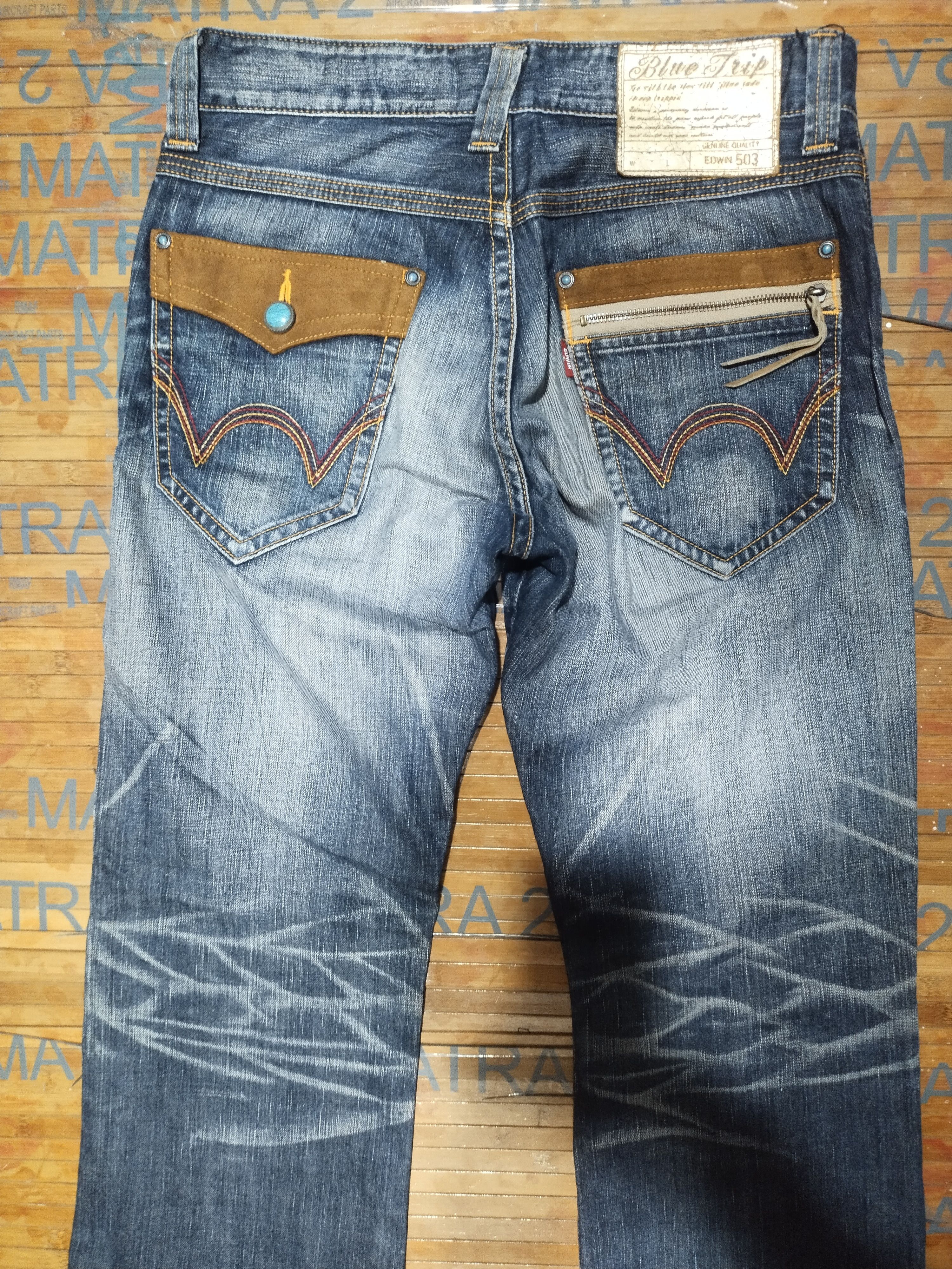 Edwin × Japanese Brand Edwin 503 "Genuine" Blue Trip Sz 32" Size US 32 / EU 48 - 11 Thumbnail