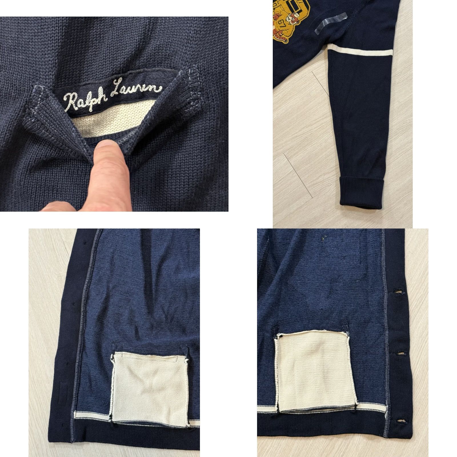 Ralph Lauren NWT Polo Ralph Lauren “Tigers ‘67 Varsity Letterman” Shawl Cardigan XXL Sweater Mens Blue Cotton Knit Embroidered Logo Button Vintage No Size US XXL / EU 58 / 5 - 8 Thumbnail
