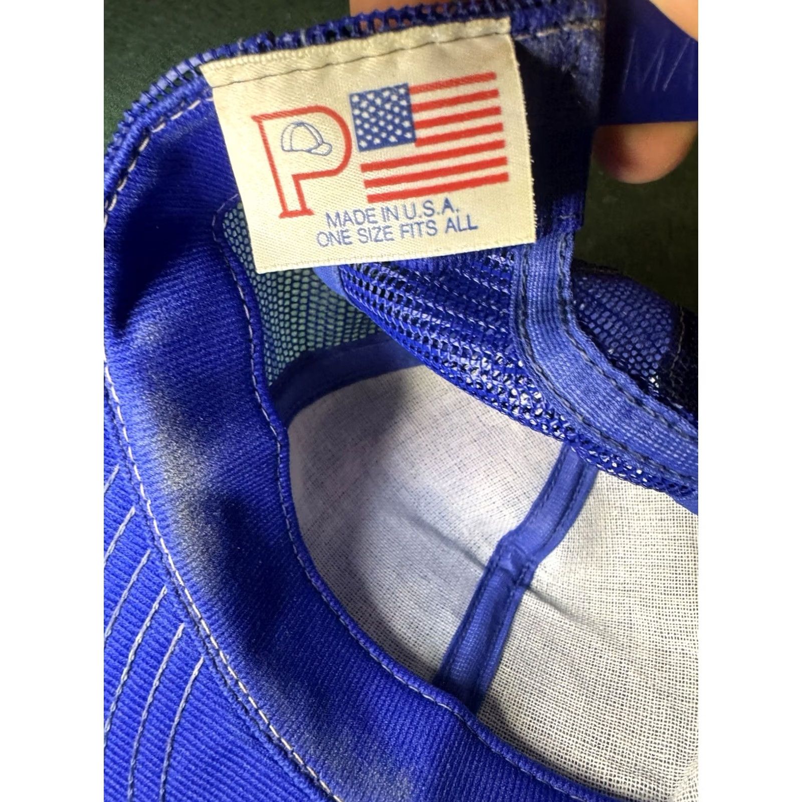 Vintage VINTAGE Snap-Back Trucker Hat Blue UV Protection Adjustable Men XS? No; remove unknown. Size ONE SIZE - 6 Thumbnail