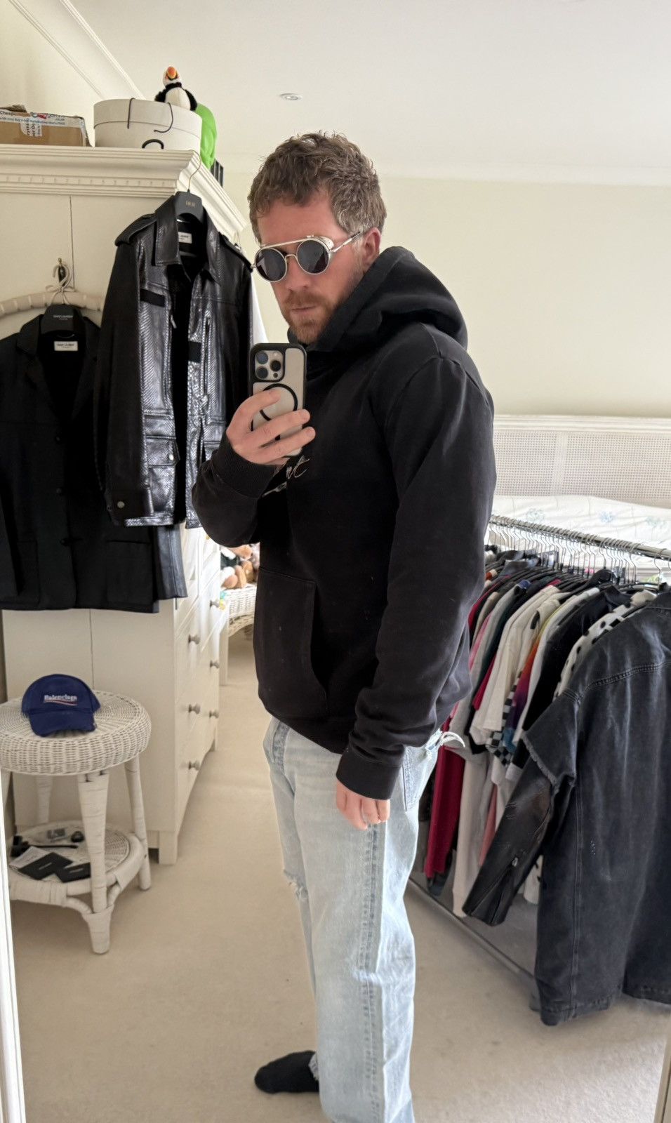 Saint Laurent Paris FW18 Saint Laurent camo logo script black hoodie XXL archive Size US XXL / EU 58 / 5 - 8 Thumbnail