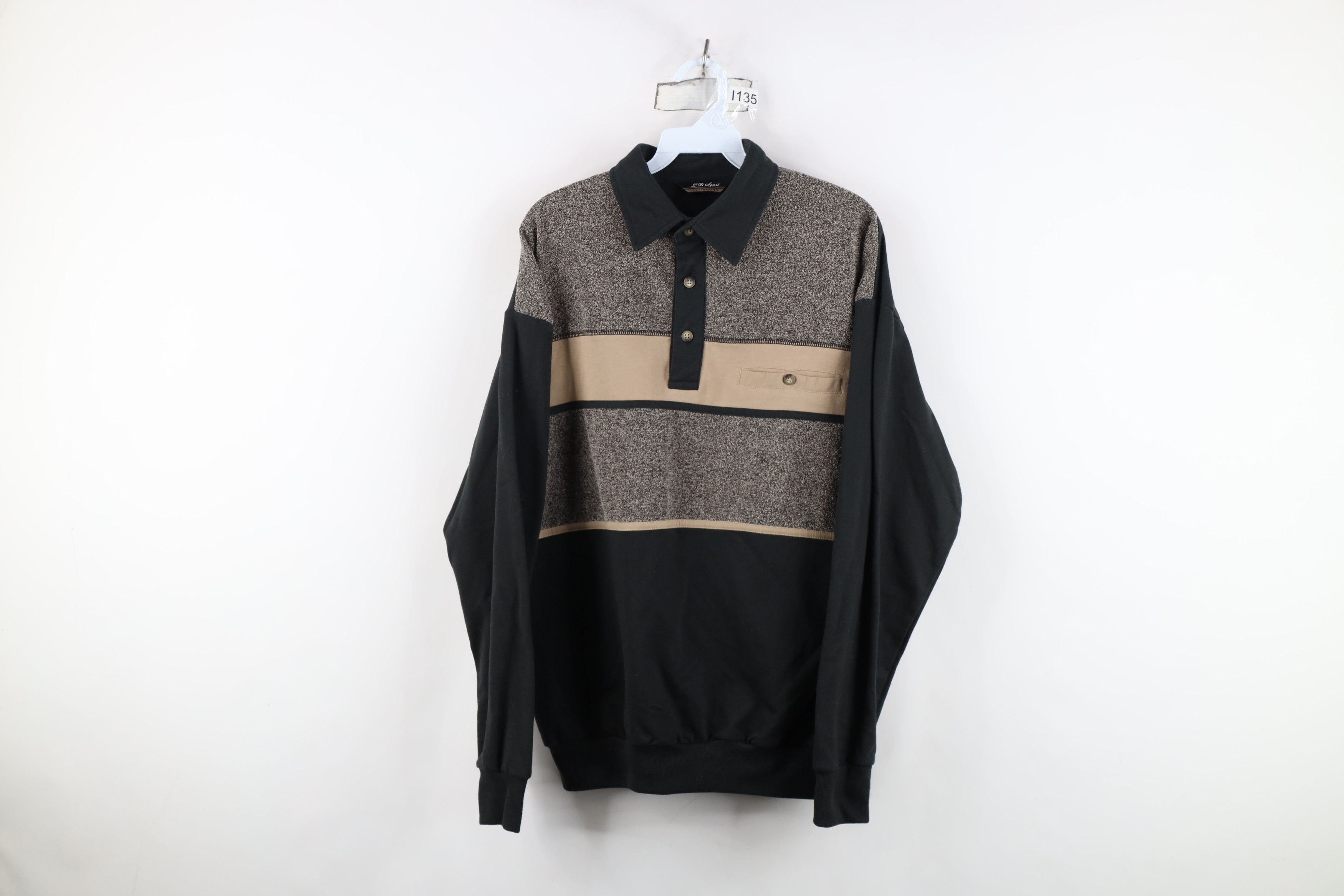 Vintage Vintage 90s Streetwear Block Pullover Long Sleeve Rugby Polo Size US L / EU 52-54 / 3 - 1 Thumbnail