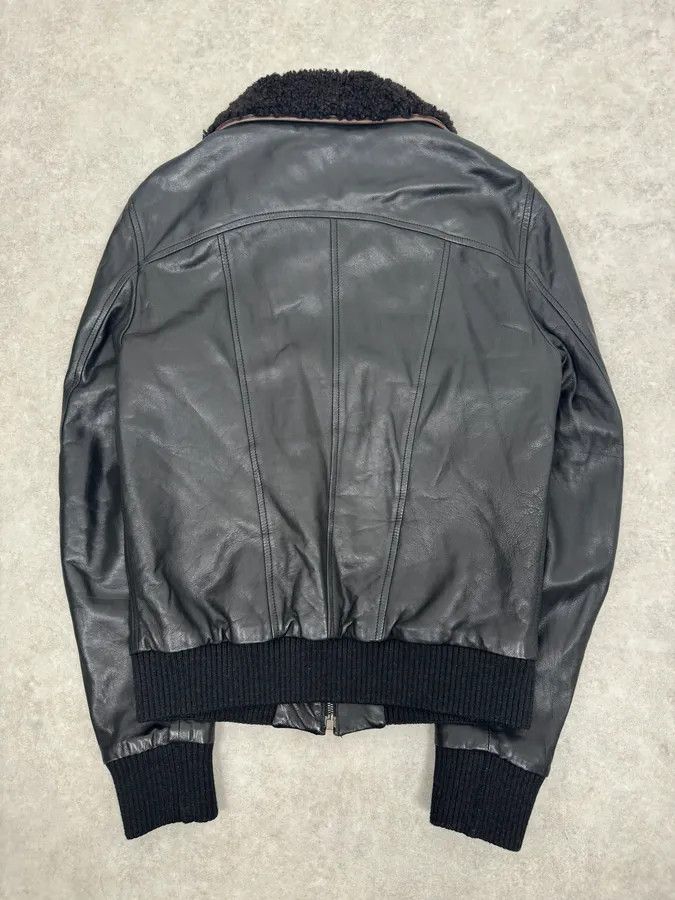 Dolce & Gabbana 2000s Dolce & Gabbana Aviator Black Shearling Collar Leather Jacket Size US M / EU 48-50 / 2 - 5 Thumbnail