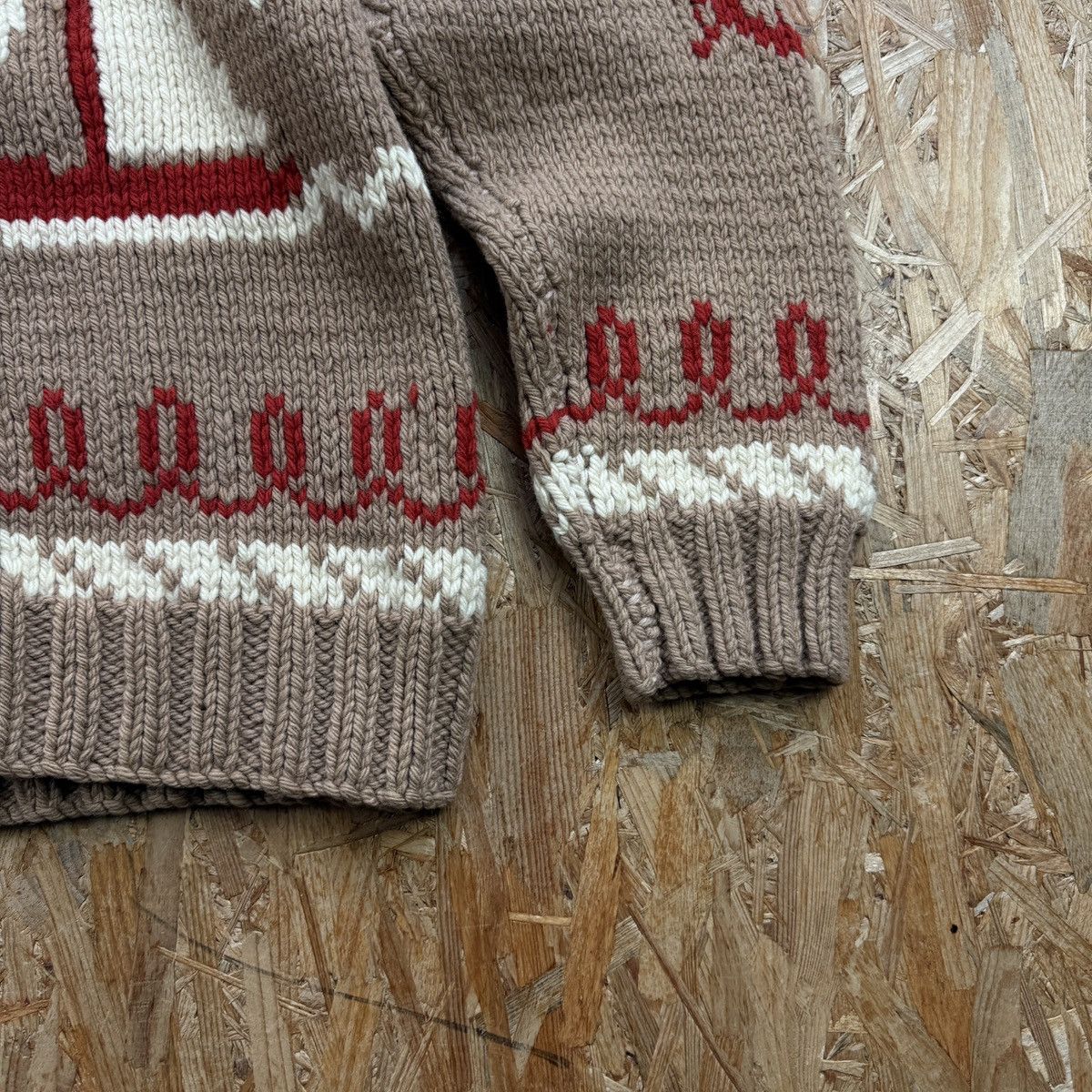 Japanese Brand Cowichan sailboat sweater vintage 1970s knit handmade Size US L / EU 52-54 / 3 - 6 Thumbnail