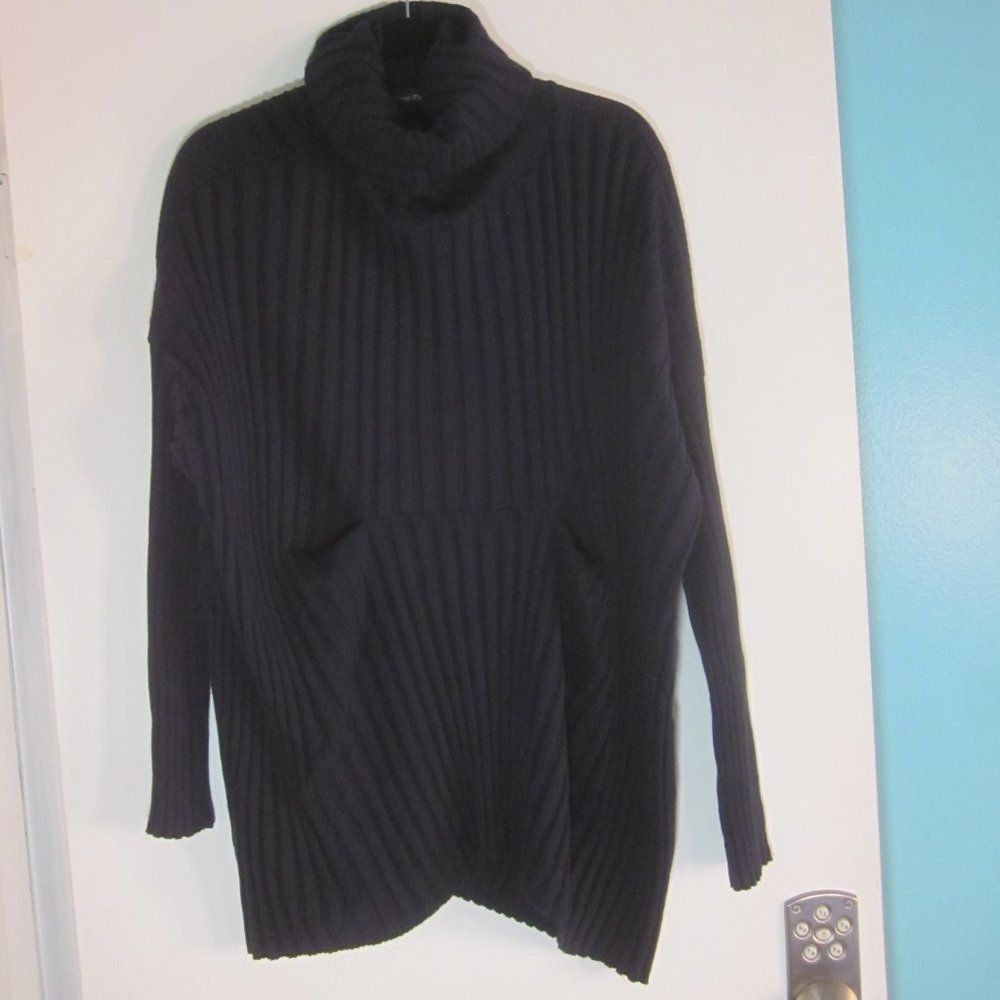 image of Eta Clothing Etna Maar Wide Ribbed Womens Navy Blue Cotton Blend Pullover