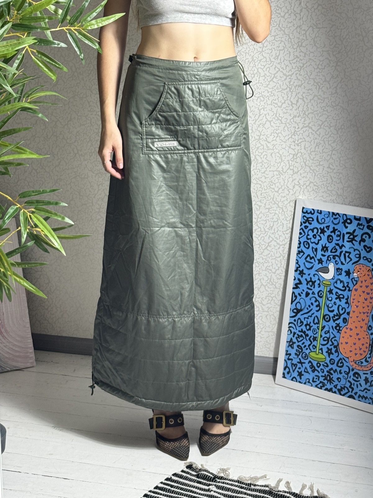 Other VINTAGE GORPCORE NYLON DRAWSTRING MAXI SKIRT Size 27" / US 4 / IT 40 - 3 Thumbnail