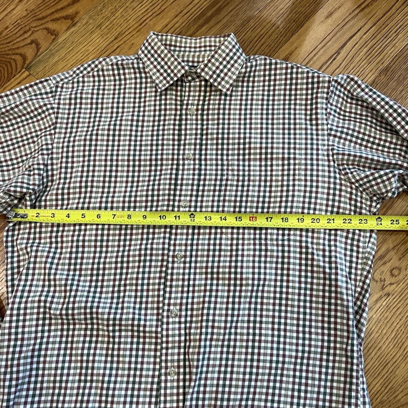 Vintage Viyella Shirt Men’s Size 16.5 Green Maroon Check Plaid Cotton Wool Blend Button-Up Long Sleeve Button-Down Collar Vintage Regular Men Size US L / EU 52-54 / 3 - 4 Thumbnail