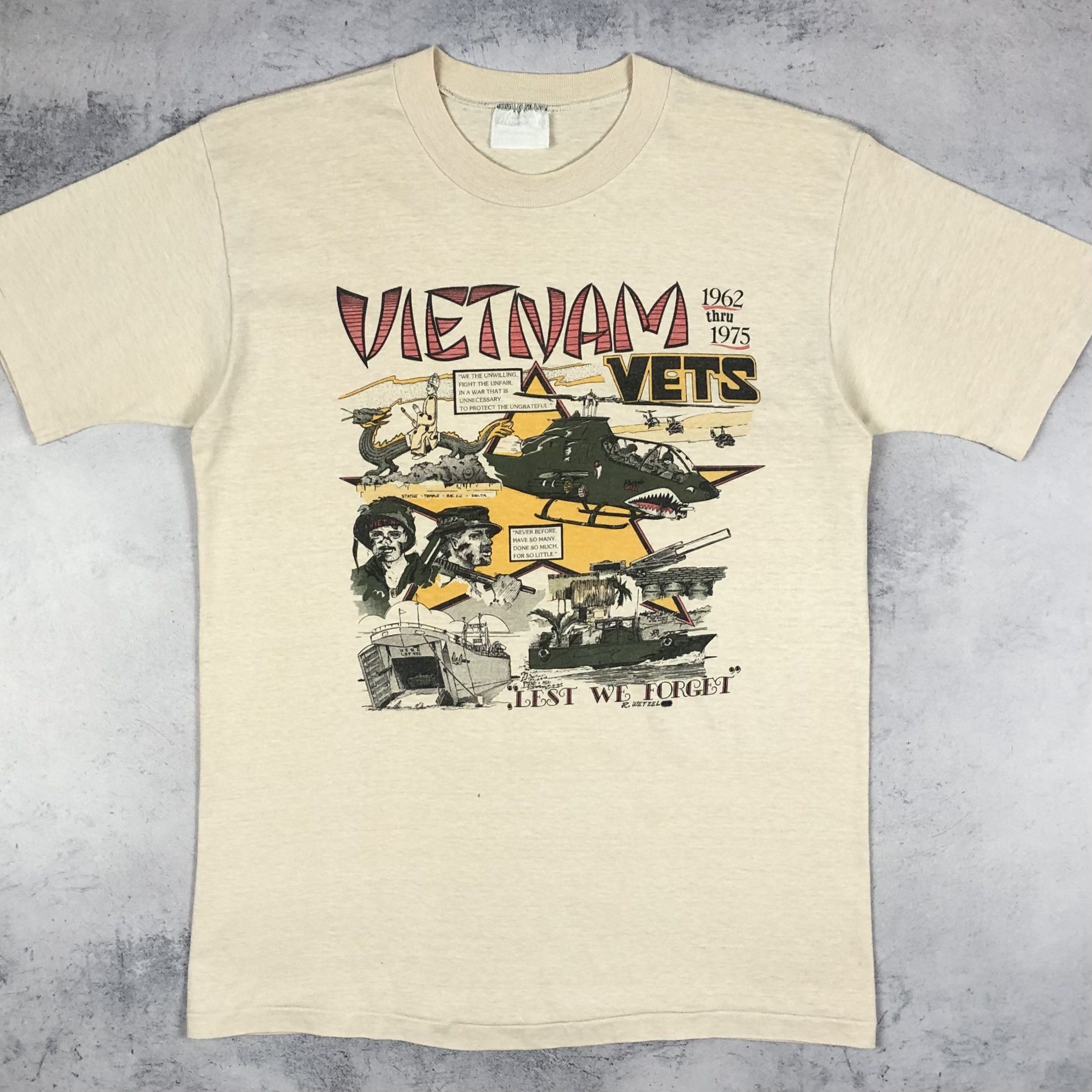 Vintage 90s Vietnam Vets Lest We Forget R. Wetzel Tee Size US L / EU 52-54 / 3 - 2 Thumbnail